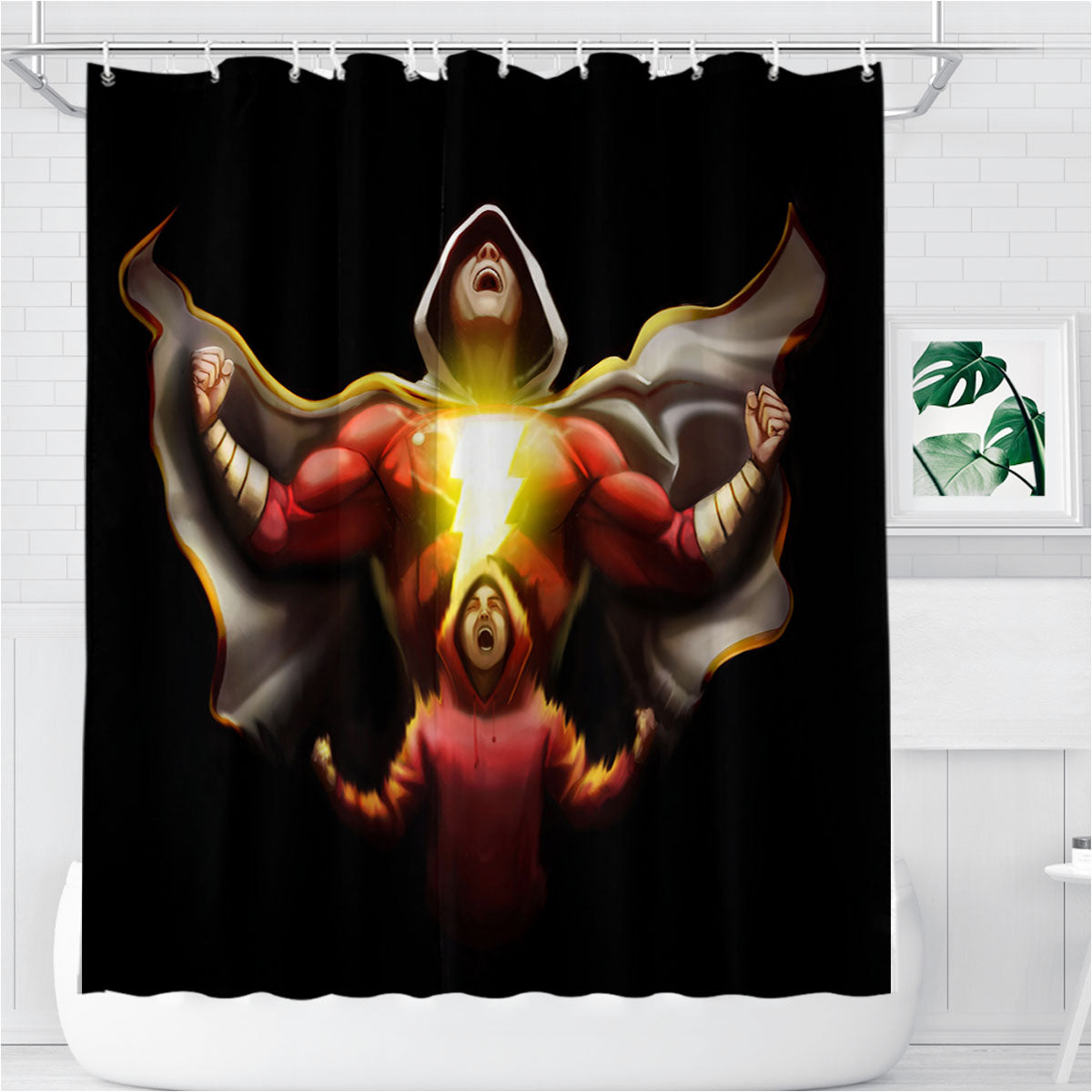 Shazam 019 Comics A Bathroom Shower Curtain Fabric Waterproof | 66 X 72 Inch