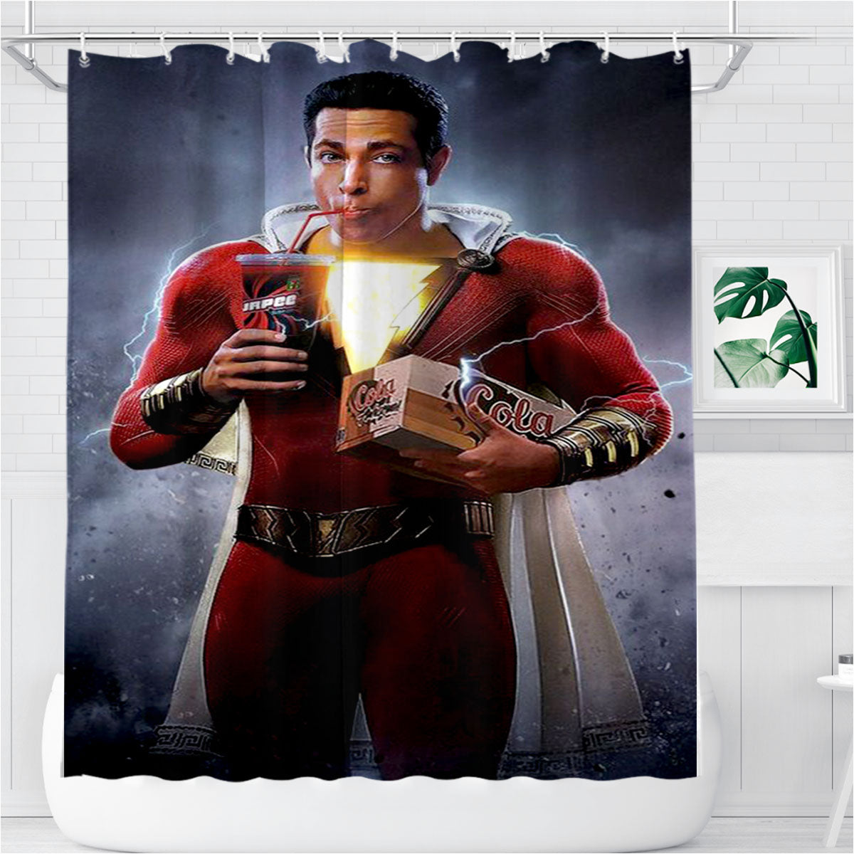 Shazam Drink Coca-Cola Bathroom Shower Curtain Fabric Waterproof | 66 X 72 Inch