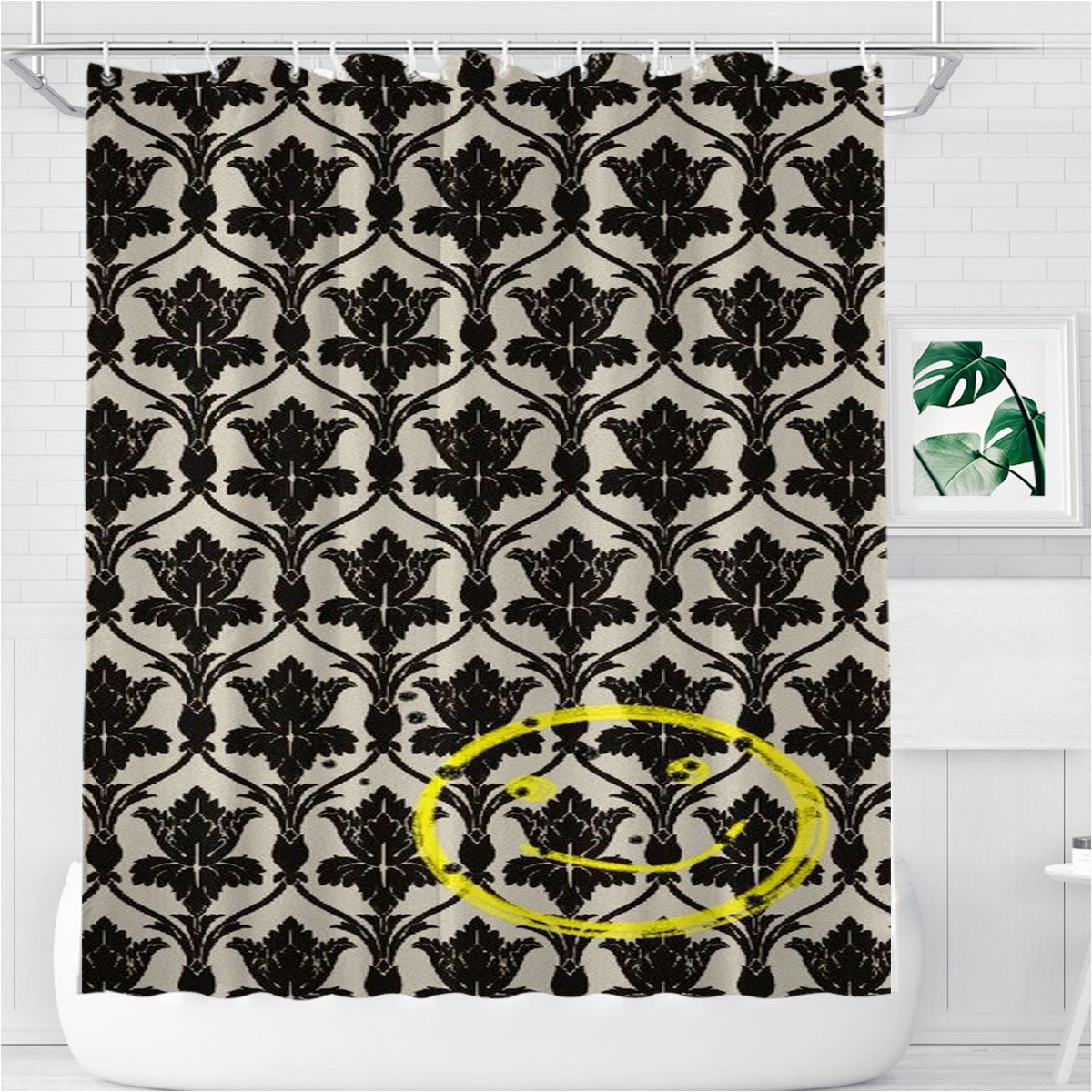 Sherlock Holmers Smile Damask Bathroom Shower Curtain Fabric Waterproof | 66 X 72 Inch