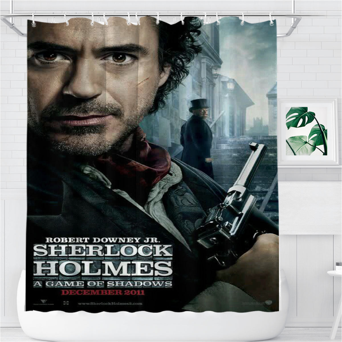 Sherlock Holmes Bathroom Shower Curtain Fabric Waterproof | 66 X 72 Inch