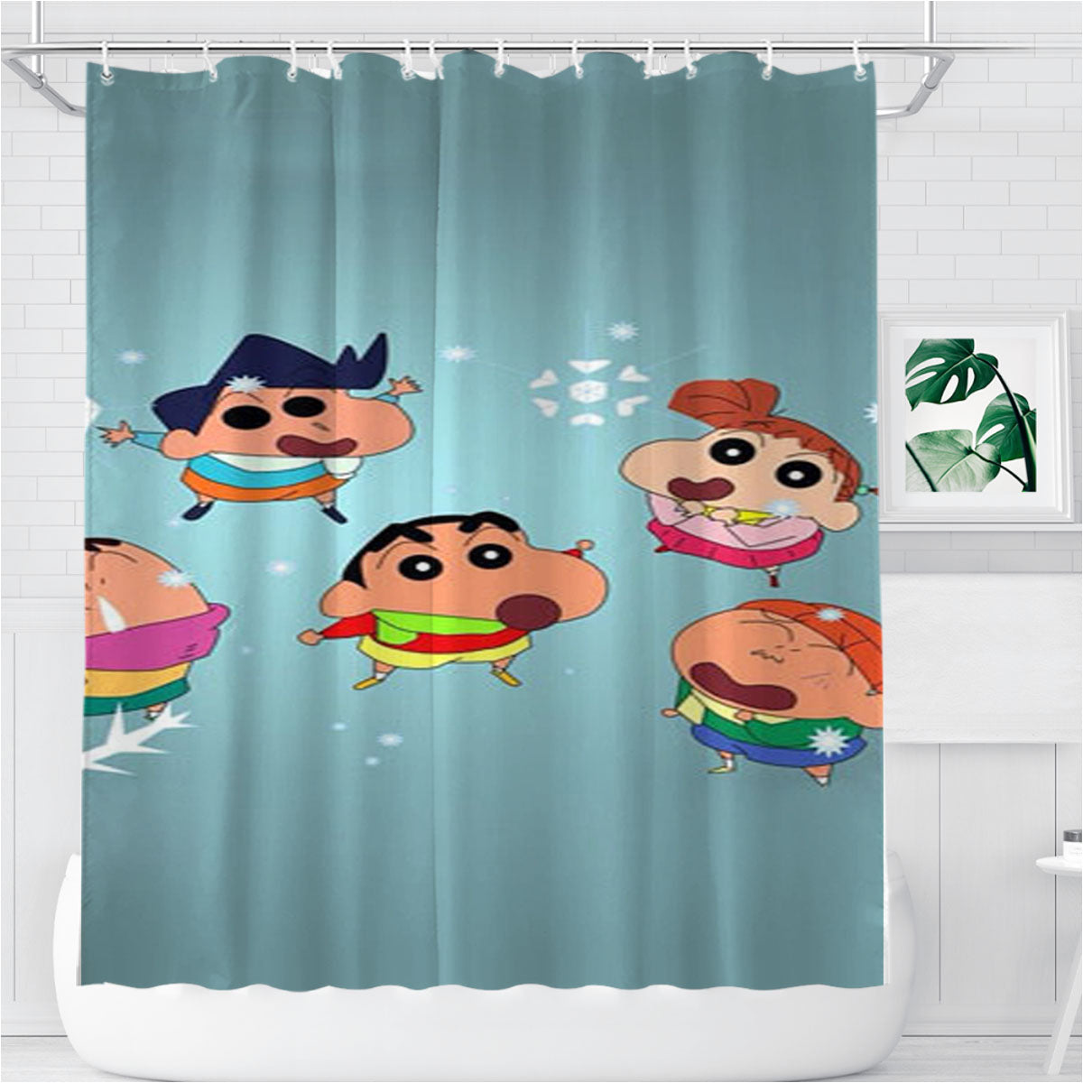 Shin Chan And Friends Bathroom Shower Curtain Fabric Waterproof | 66 X 72 Inch