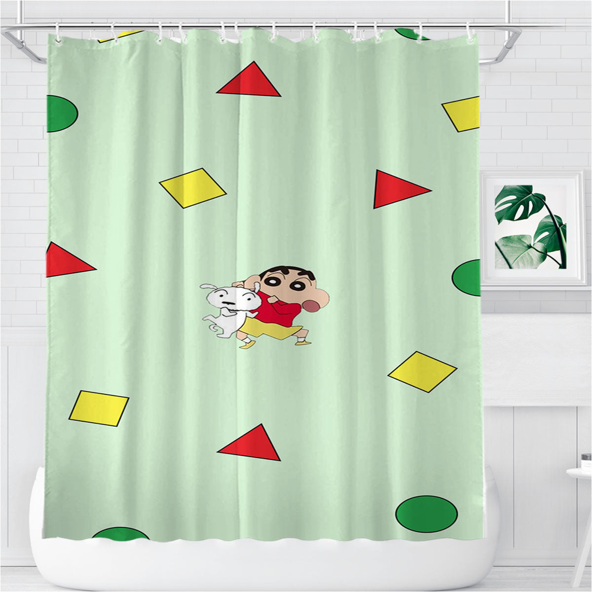 Shin Chan Pajamas Pattern X Shiro Bathroom Shower Curtain Fabric Waterproof | 66 X 72 Inch