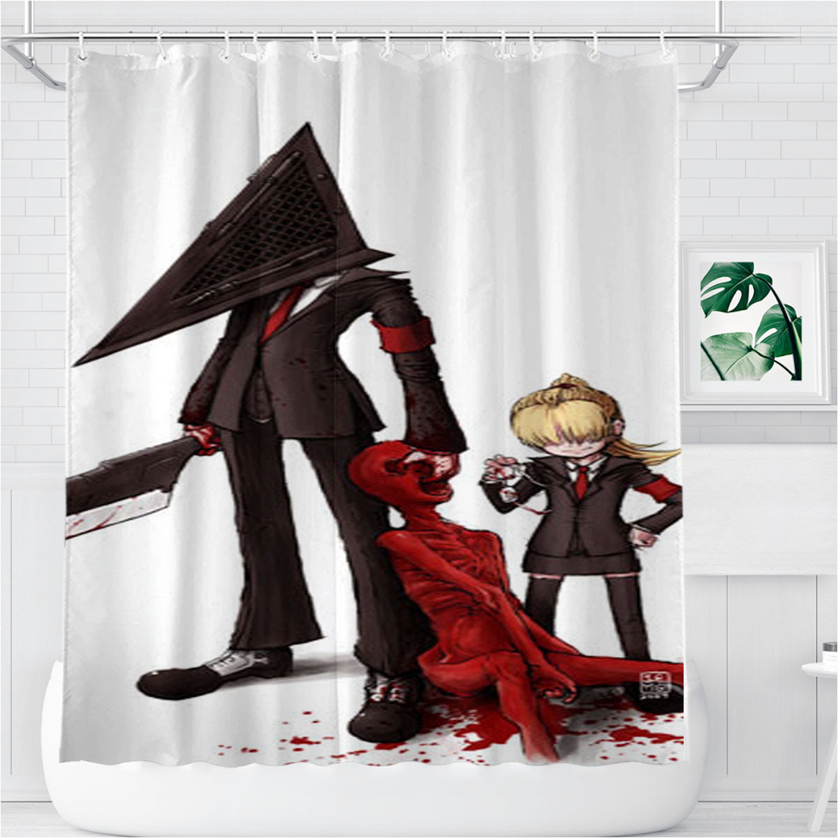 Silent Hill Cartoon Bathroom Shower Curtain Fabric Waterproof | 66 X 72 Inch