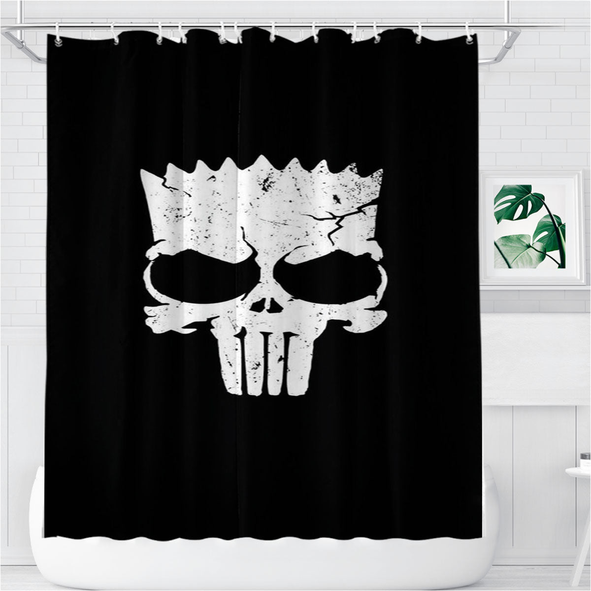 Simpson Punisher Style Bathroom Shower Curtain Fabric Waterproof | 66 X 72 Inch