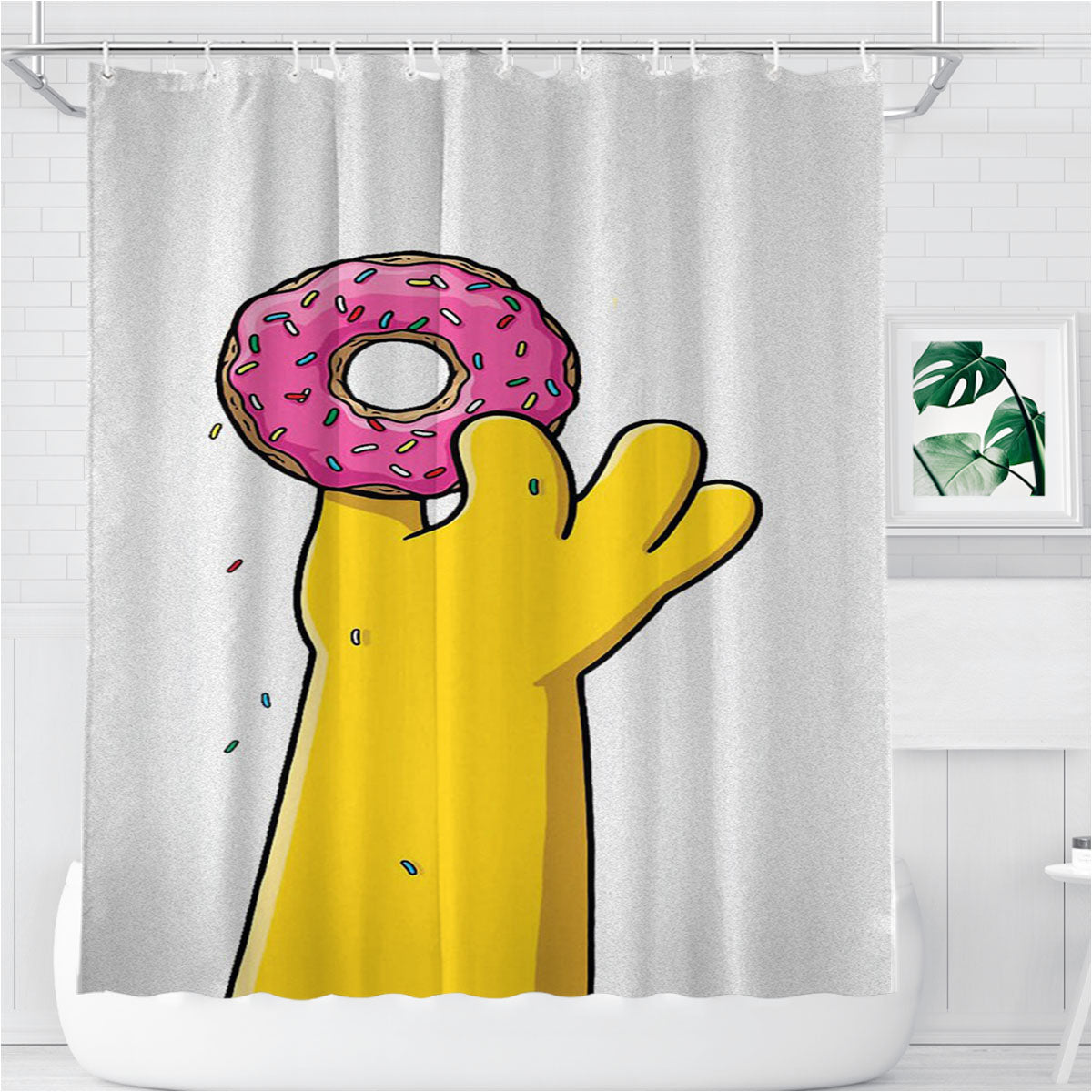 Simpsons Loves Donut Doughnut Bathroom Shower Curtain Fabric Waterproof | 66 X 72 Inch