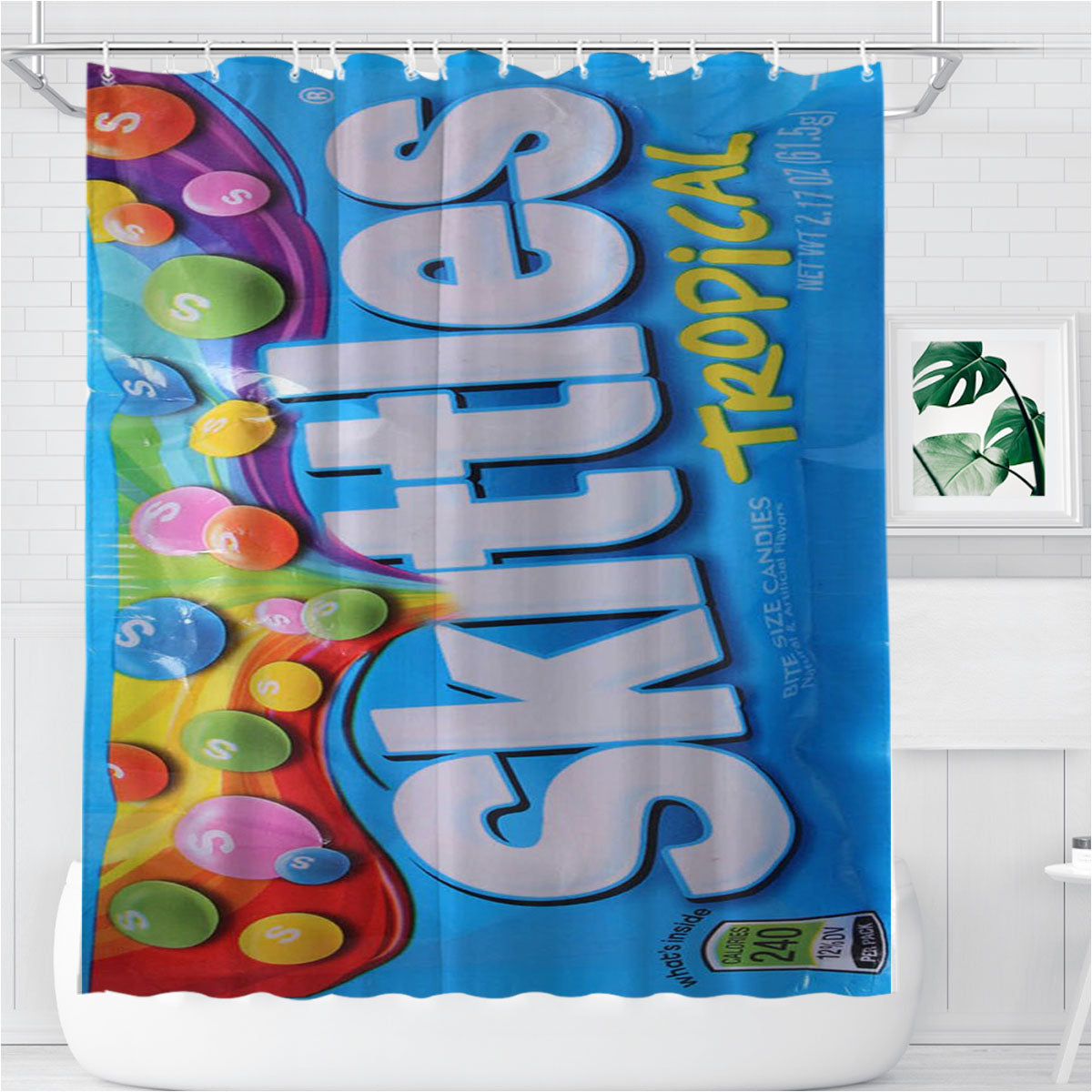 Skittles Tropical Bathroom Shower Curtain Fabric Waterproof | 66 X 72 Inch