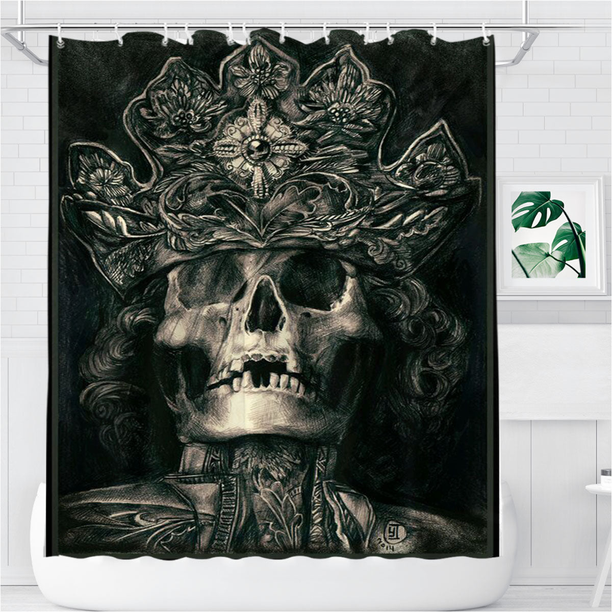 Skull Death Morgue Bathroom Shower Curtain Fabric Waterproof | 66 X 72 Inch