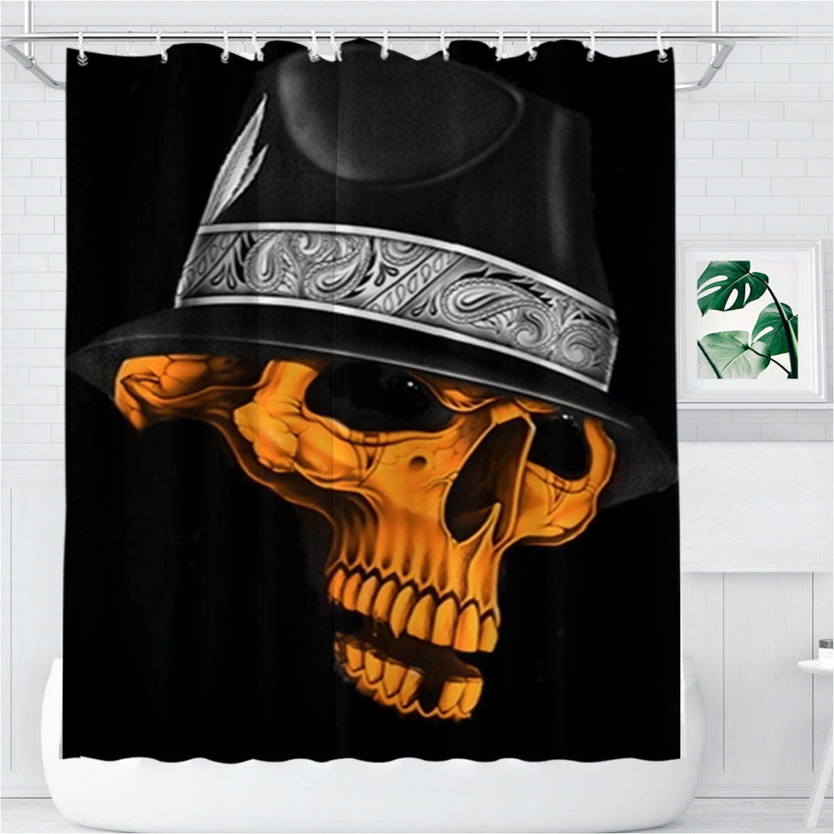 Skull Gangster Bathroom Shower Curtain Fabric Waterproof | 66 X 72 Inch