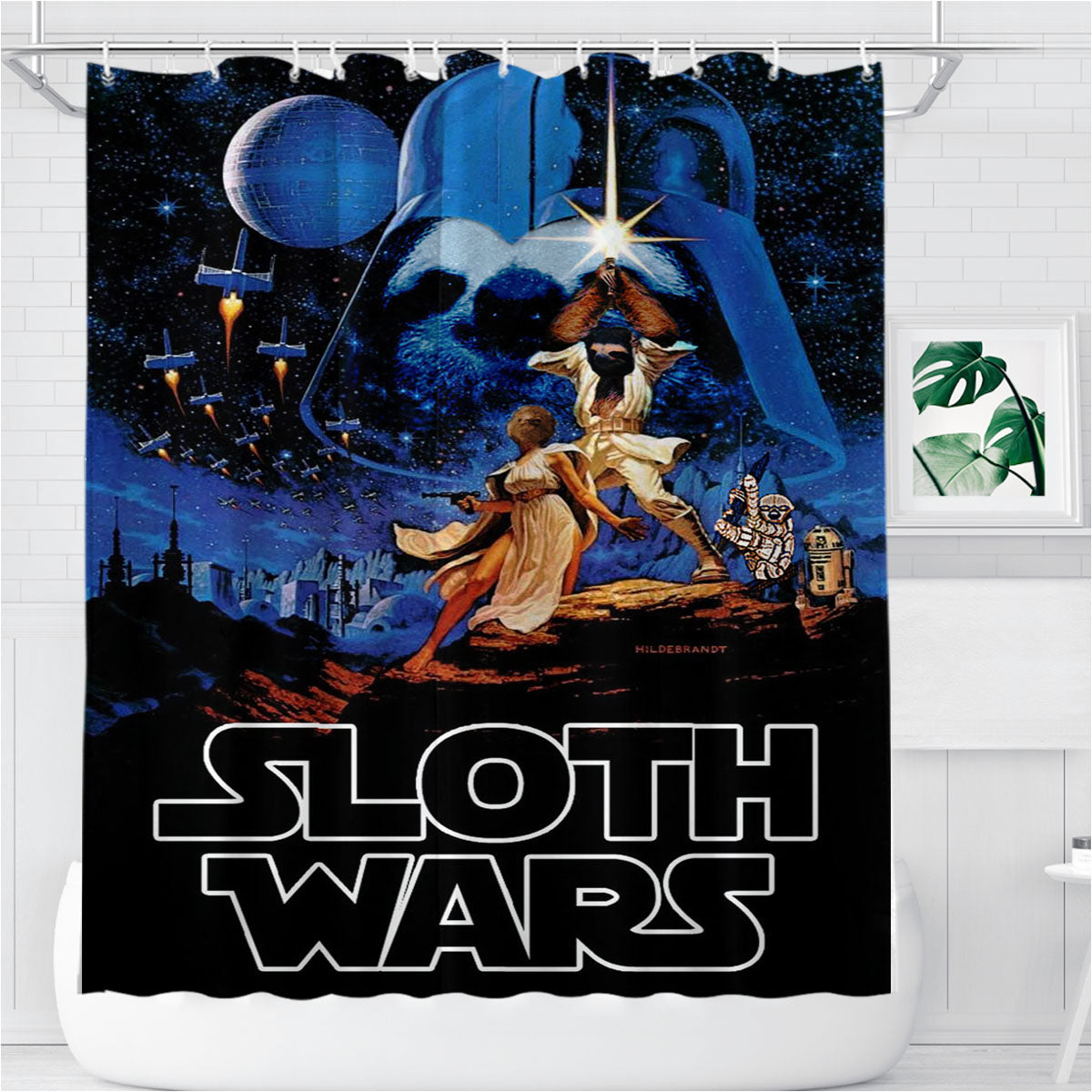Sloth Wars Bathroom Shower Curtain Fabric Waterproof | 66 X 72 Inch