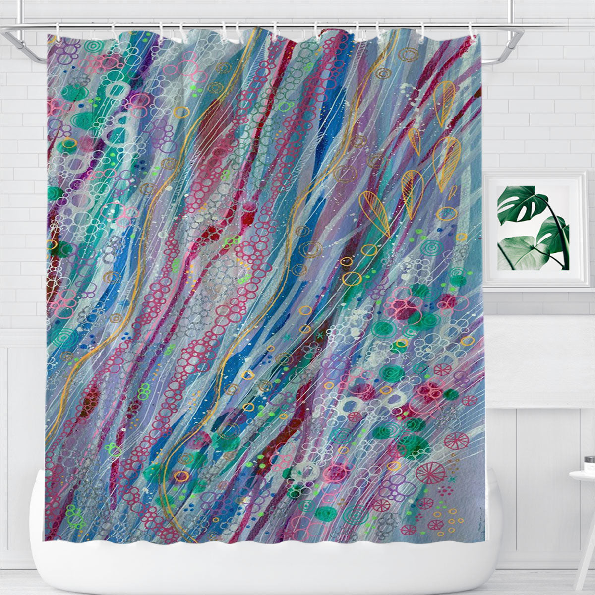Socihoro Abstract Bathroom Shower Curtain Fabric Waterproof | 66 X 72 Inch