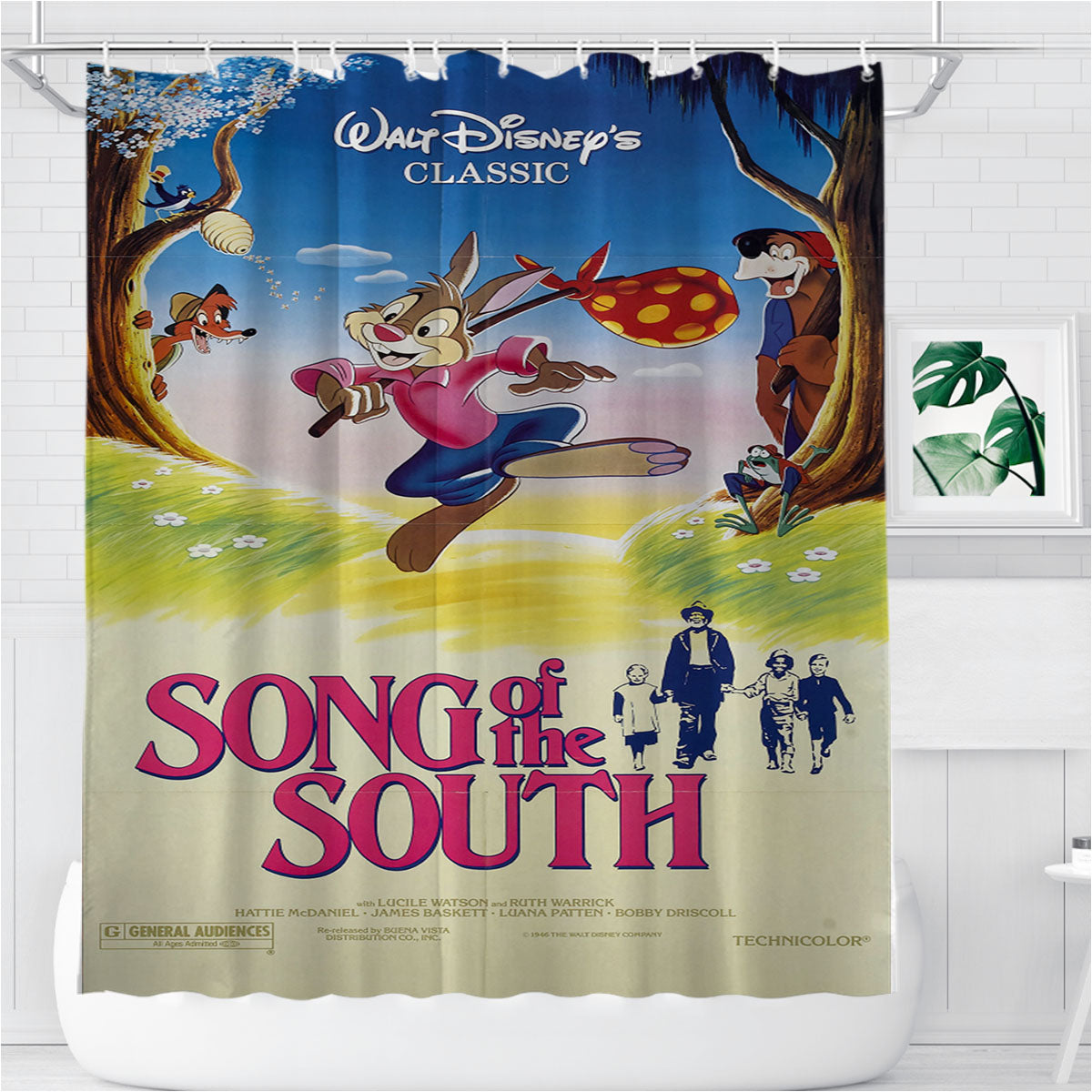 Song Of The South Bathroom Shower Curtain Fabric Waterproof | 66 X 72 Inch