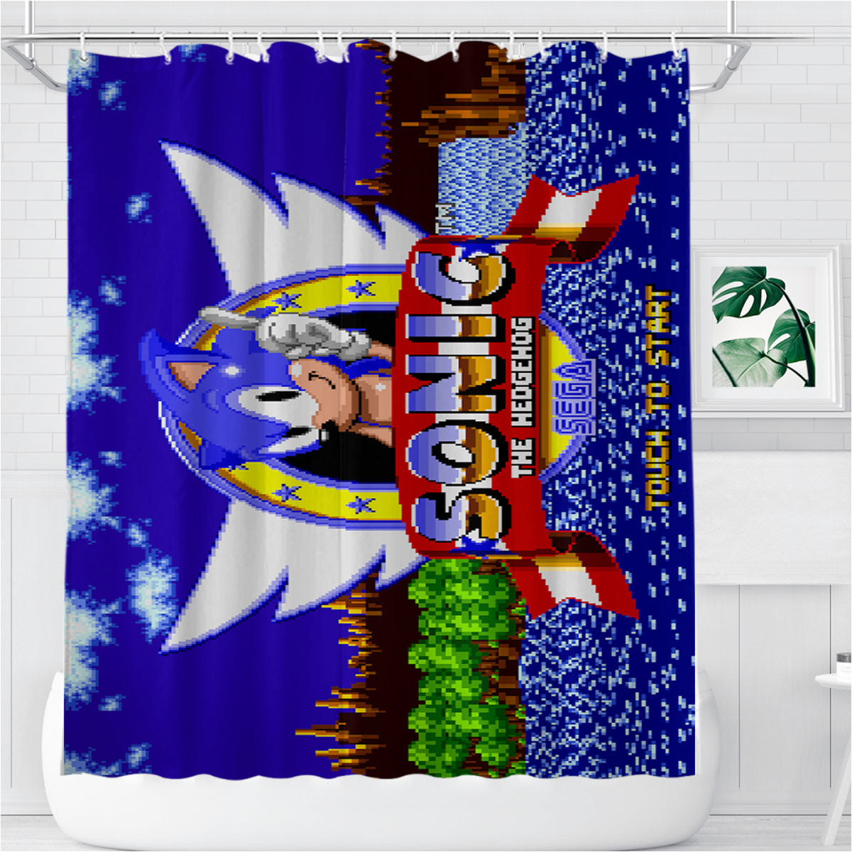 Sonic The Hedgehog Game Bathroom Shower Curtain Fabric Waterproof | 66 X 72 Inch
