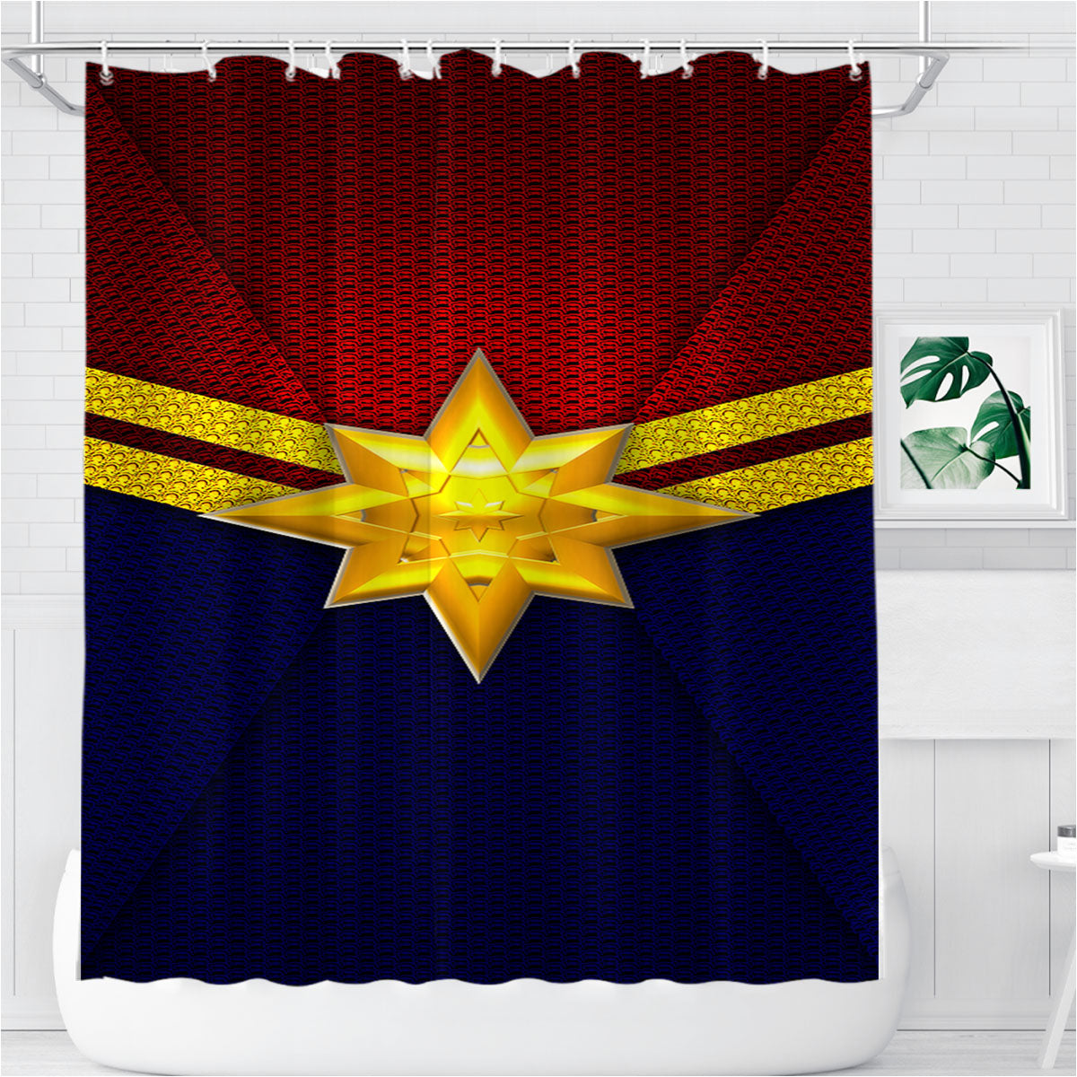 Sophisticated Captain Marvel Wallpaper Bathroom Shower Curtain Fabric Waterproof | 66 X 72 Inch