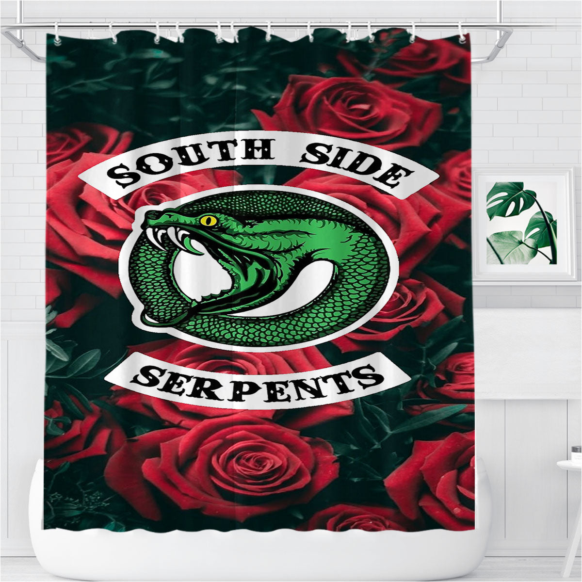 Southside Serpents Red Rose Flower Bathroom Shower Curtain Fabric Waterproof | 66 X 72 Inch
