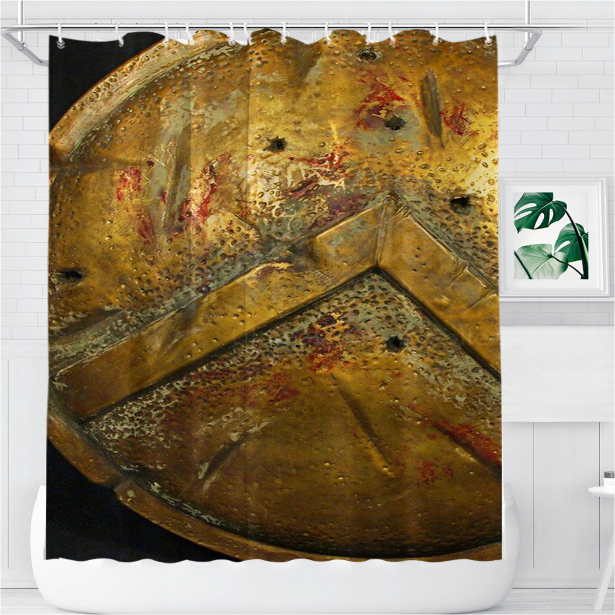 Spartan Gold Shield Strength Bathroom Shower Curtain Fabric Waterproof | 66 X 72 Inch