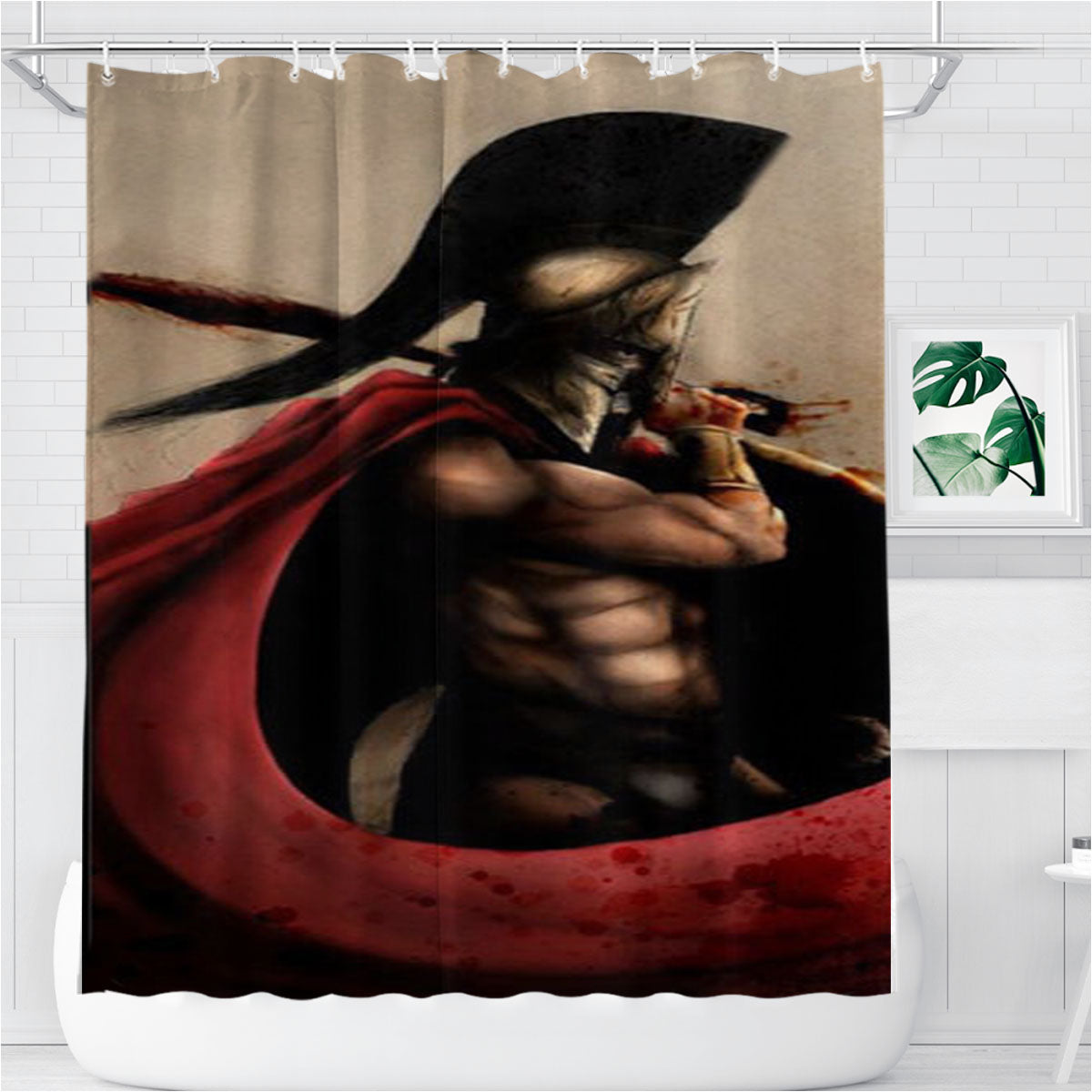 Spartan Soldier Bathroom Shower Curtain Fabric Waterproof | 66 X 72 Inch