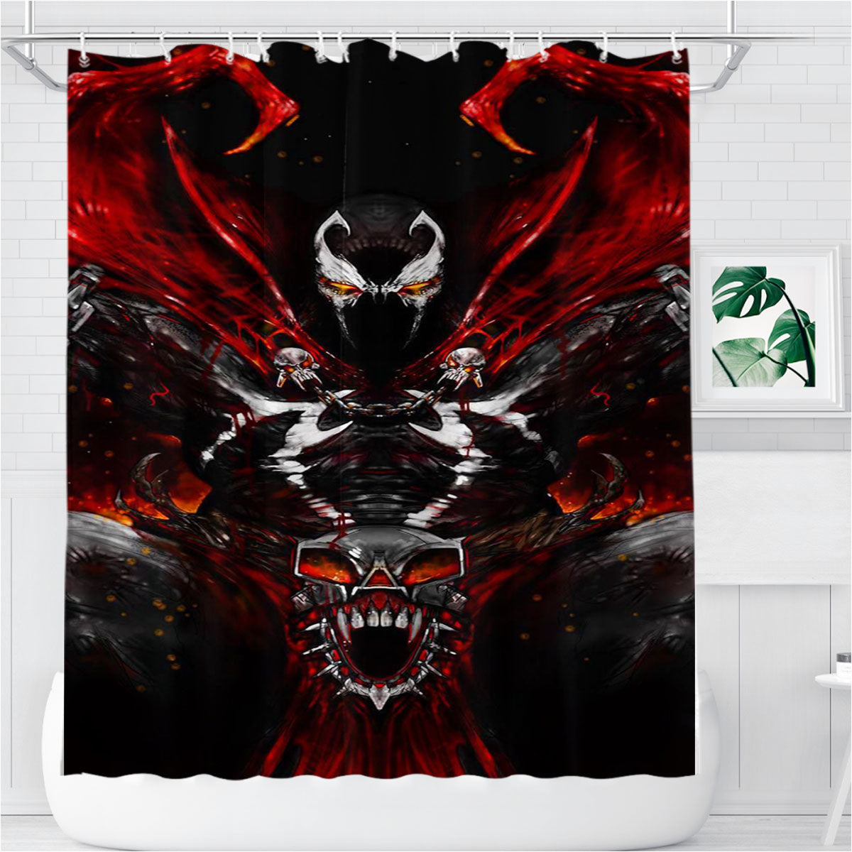 Spawn The Demon Red Wings Bathroom Shower Curtain Fabric Waterproof | 66 X 72 Inch