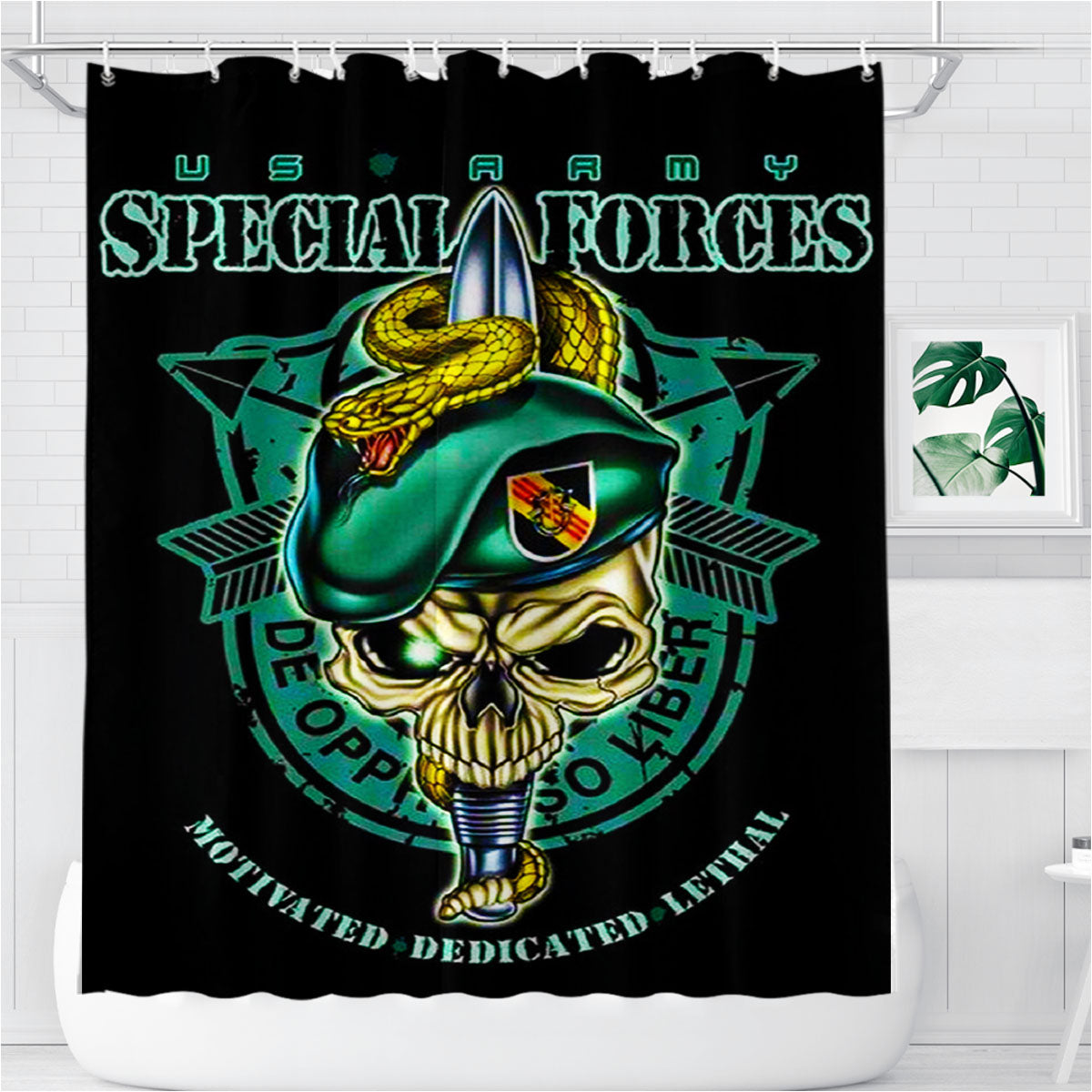 Special Forces Logo Bathroom Shower Curtain Fabric Waterproof | 66 X 72 Inch