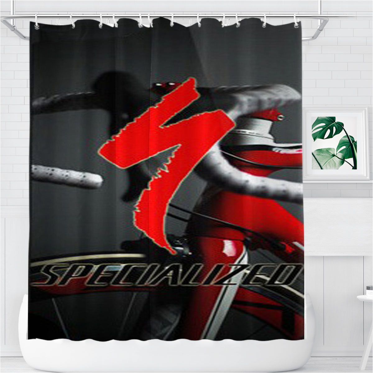 Specialized S Works Tarmac Sl3 Sport Bicycles Logo Bathroom Shower Curtain Fabric Waterproof | 66 X 72 Inch