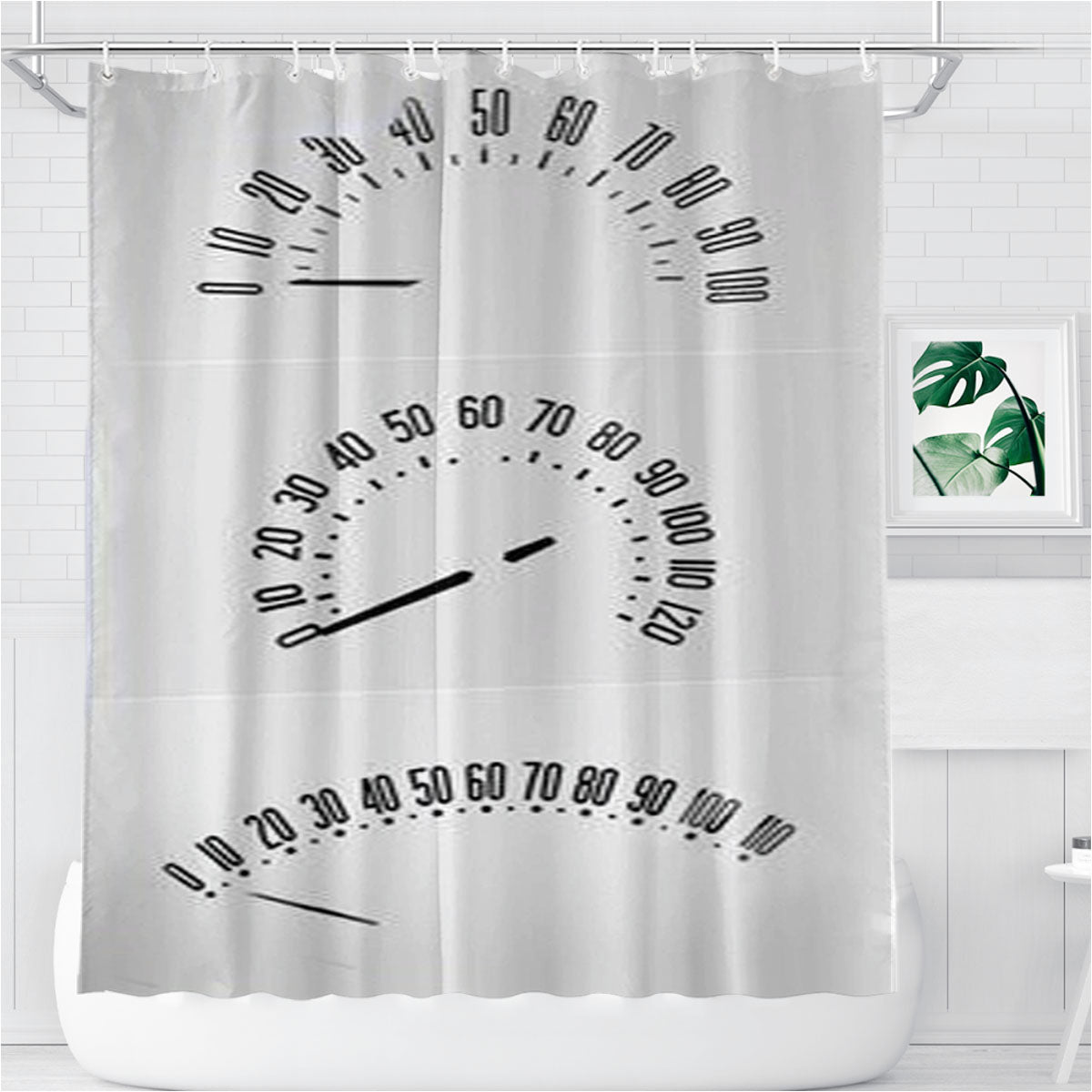 Speedometer Collection Bathroom Shower Curtain Fabric Waterproof | 66 X 72 Inch