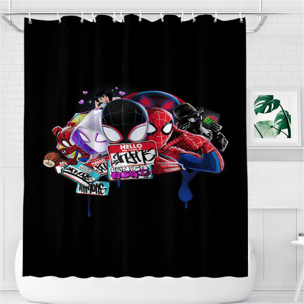 Spider-Man Adventure Superhero Games Bathroom Shower Curtain Fabric Waterproof | 66 X 72 Inch