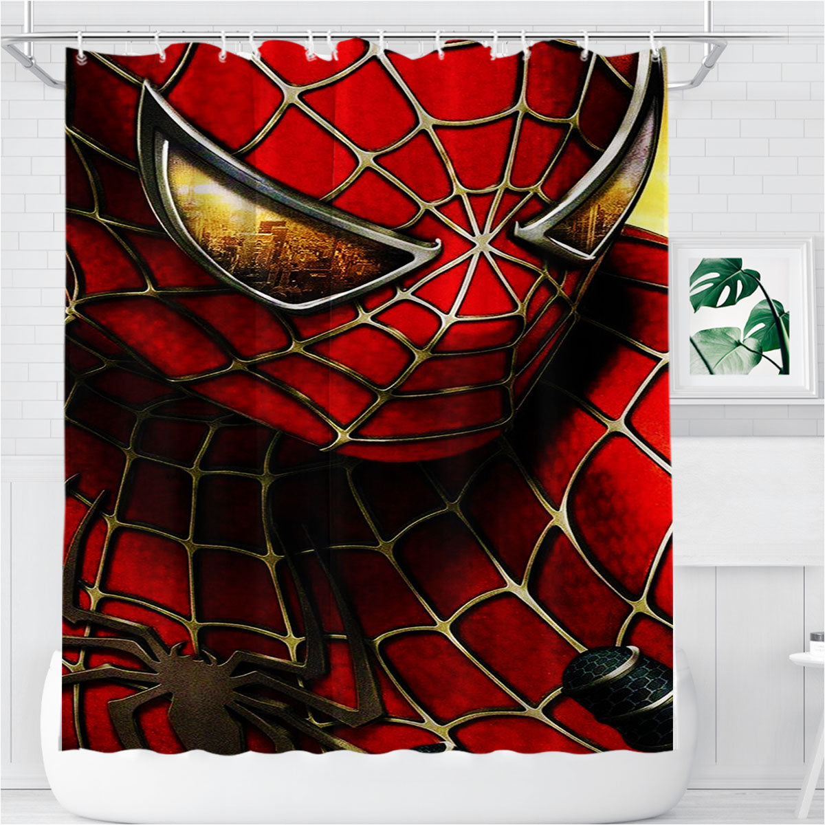 Spider Man Bathroom Shower Curtain Fabric Waterproof | 66 X 72 Inch