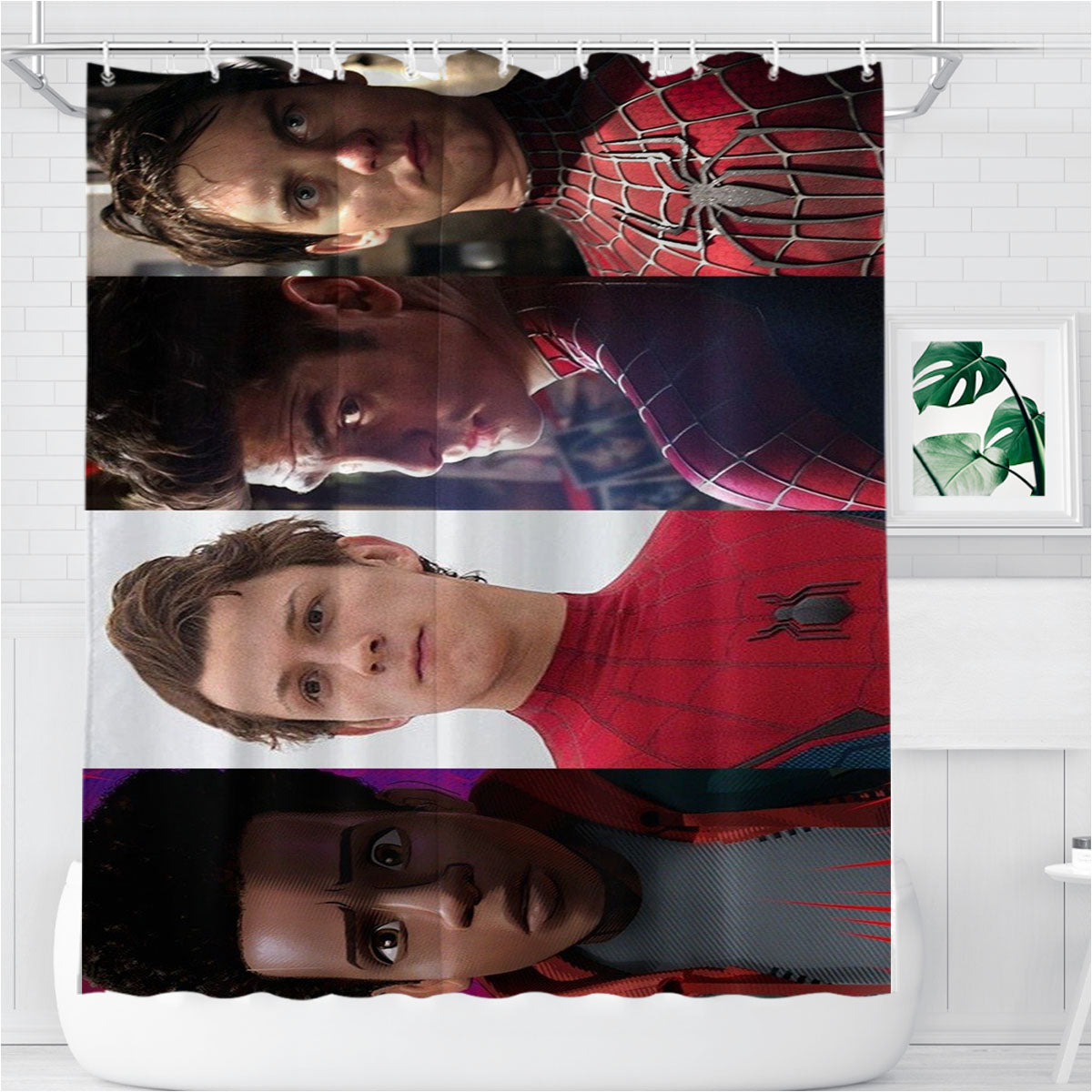Spider Man Cast Bathroom Shower Curtain Fabric Waterproof | 66 X 72 Inch