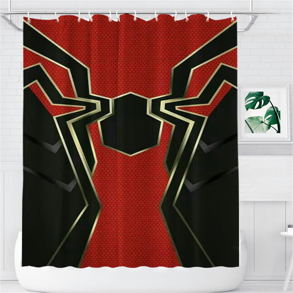 Spider Man Costume From Tony Stark Design Bathroom Shower Curtain Fabric Waterproof | 66 X 72 Inch