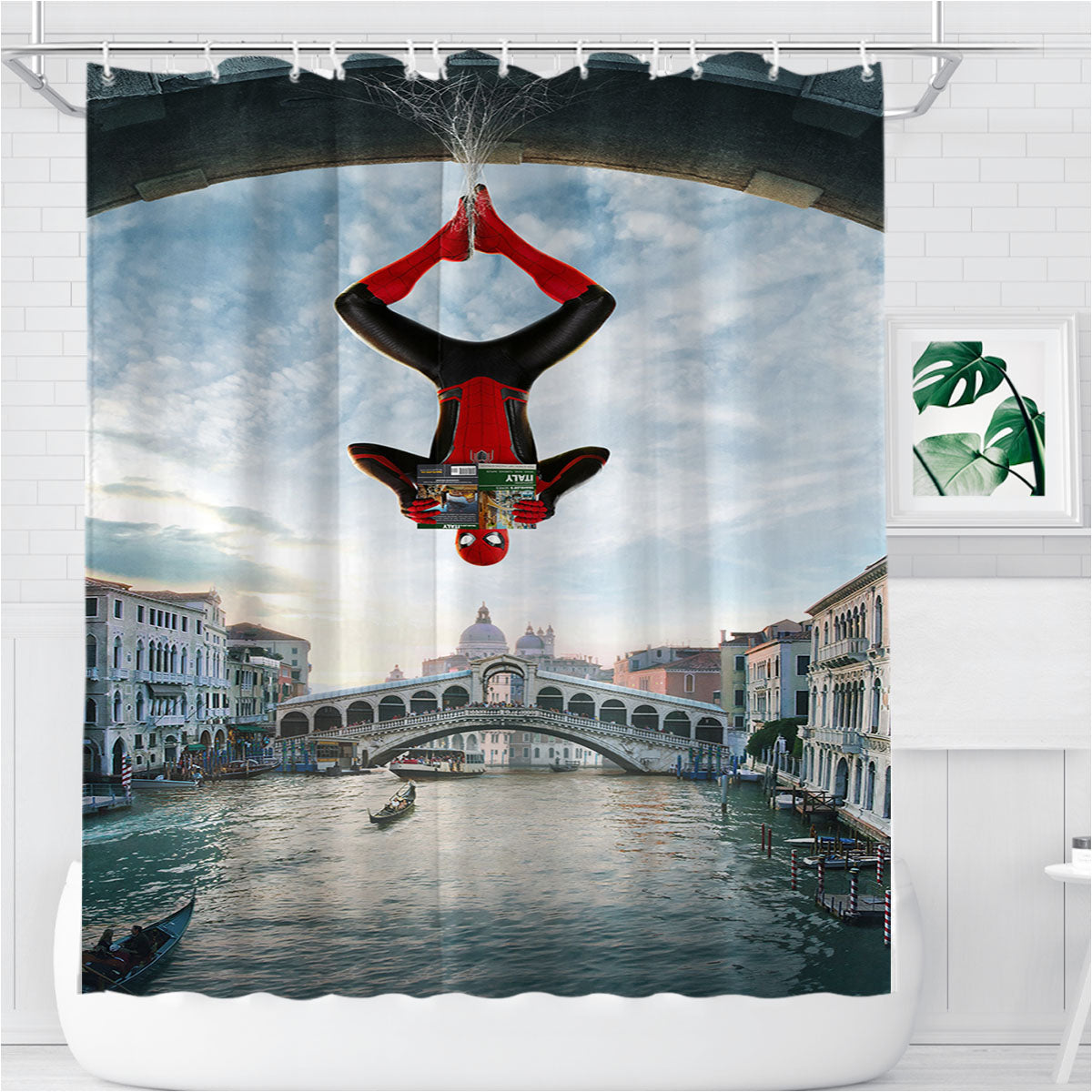 Spider Man Far From Bathroom Shower Curtain Fabric Waterproof | 66 X 72 Inch