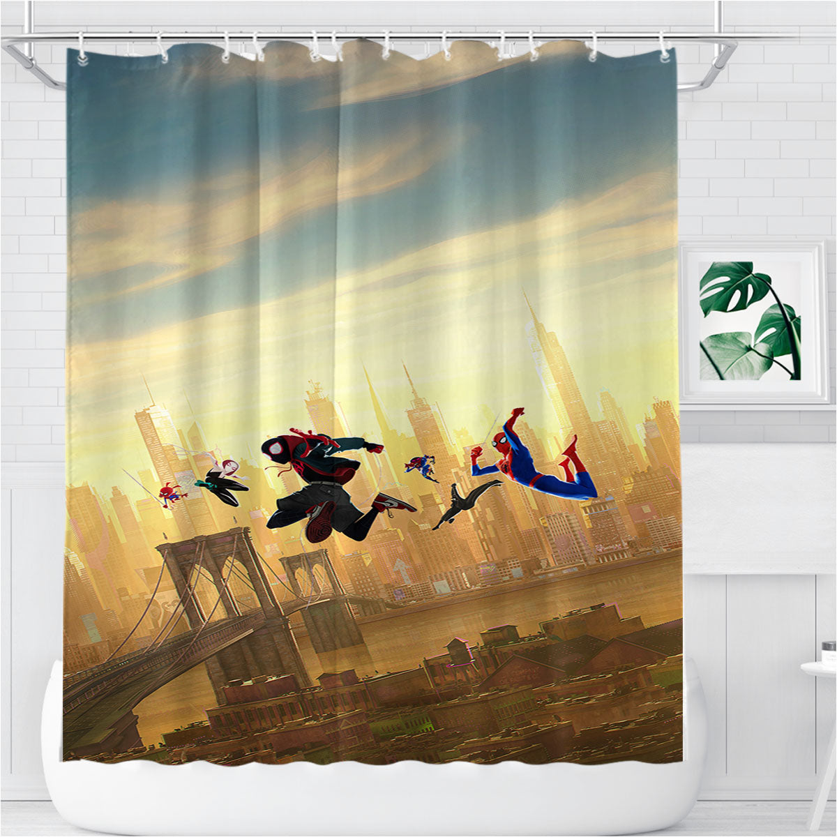 Spider Man Into The Spider Verse Bathroom Shower Curtain Fabric Waterproof | 66 X 72 Inch
