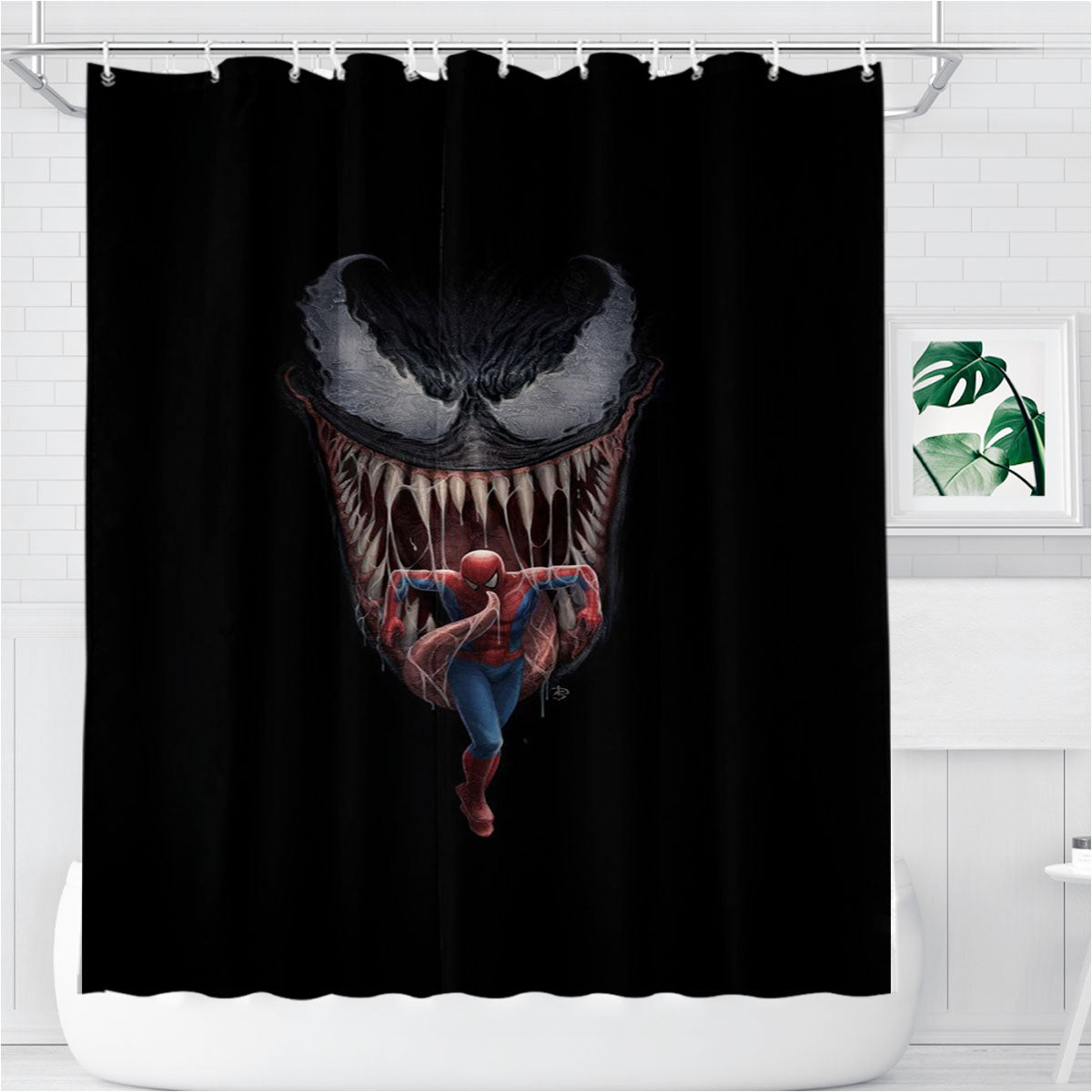 Spider Man Vs Venom Best Art Bathroom Shower Curtain Fabric Waterproof | 66 X 72 Inch