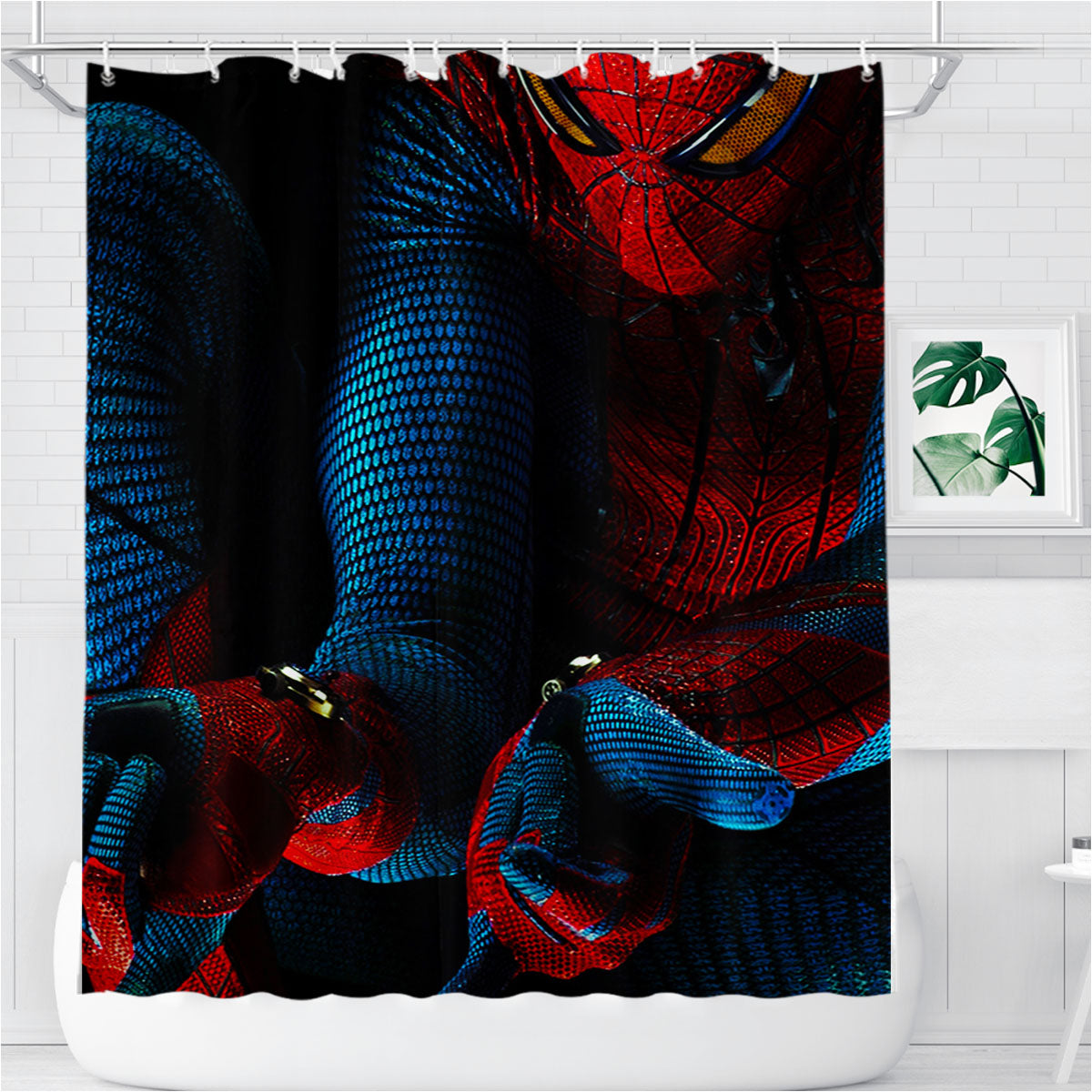 Spiderman Action Bathroom Shower Curtain Fabric Waterproof | 66 X 72 Inch