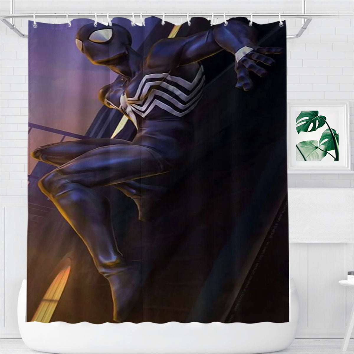 Spiderman Black Venom Bathroom Shower Curtain Fabric Waterproof | 66 X 72 Inch