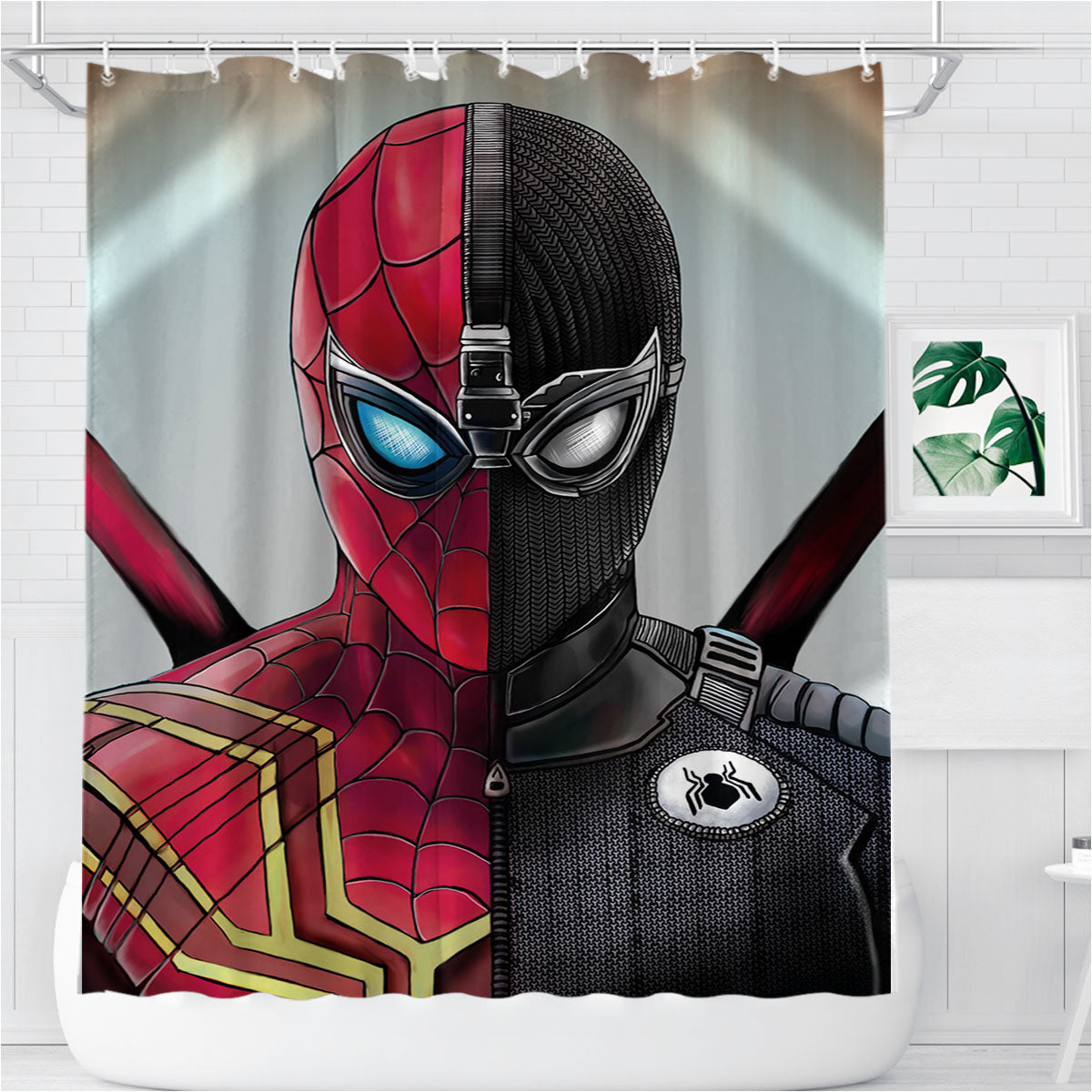 Spiderman Far From Home Iron Spider Night Monkey Stealth Suit Bathroom Shower Curtain Fabric Waterproof | 66 X 72 Inch
