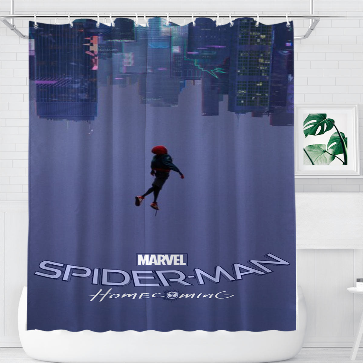 Spiderman Home Coming Bathroom Shower Curtain Fabric Waterproof | 66 X 72 Inch