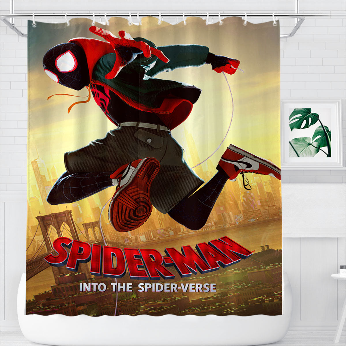 Spiderman Into The Spider Verse Bathroom Shower Curtain Fabric Waterproof | 66 X 72 Inch