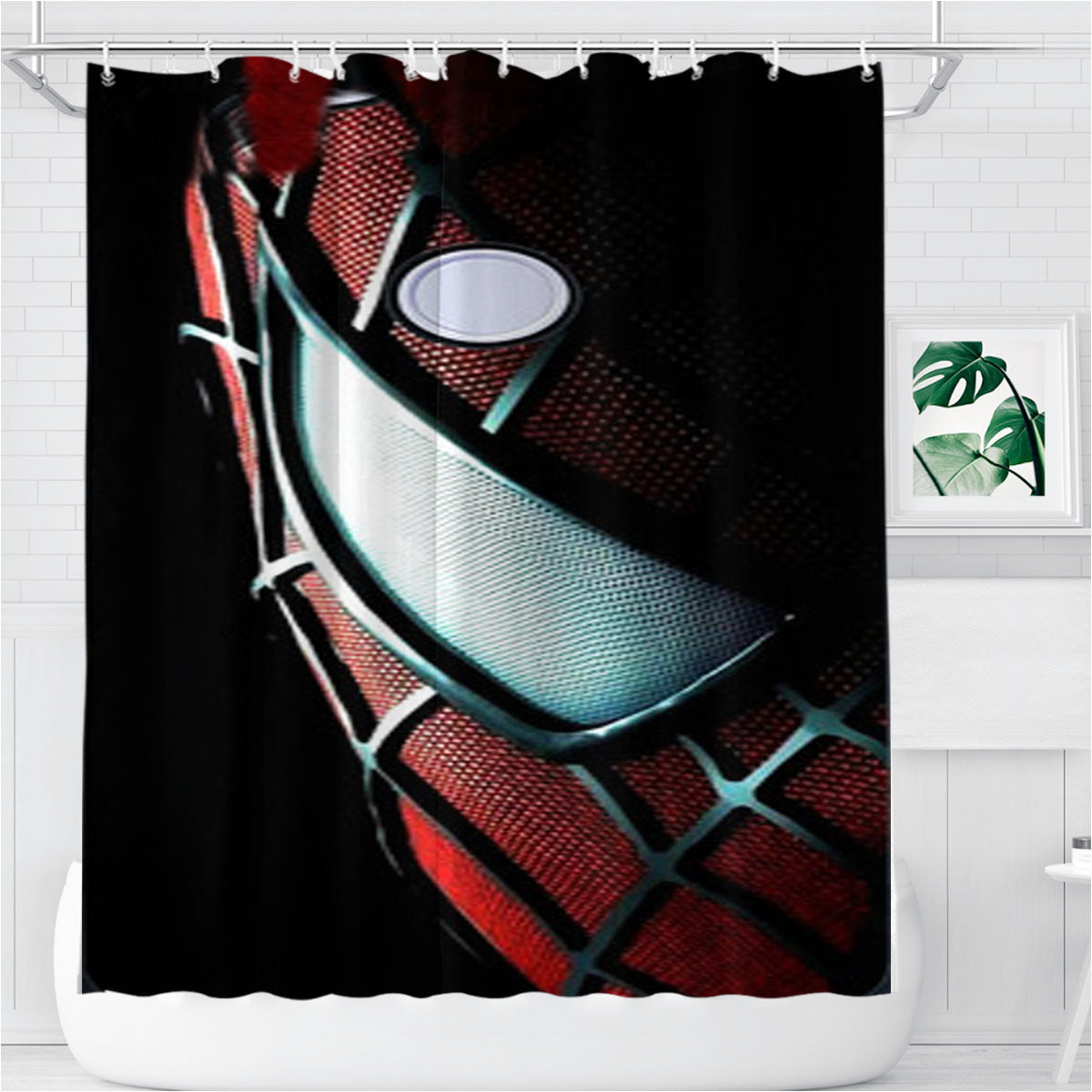 Spiderman Mask Bathroom Shower Curtain Fabric Waterproof | 66 X 72 Inch