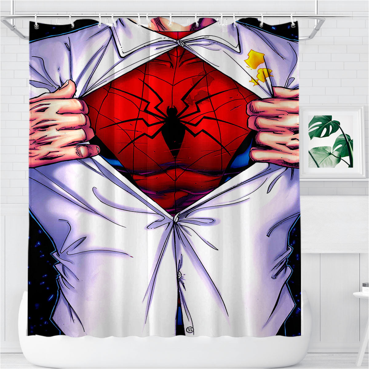 Spiderman Spectacular Poster Bathroom Shower Curtain Fabric Waterproof | 66 X 72 Inch