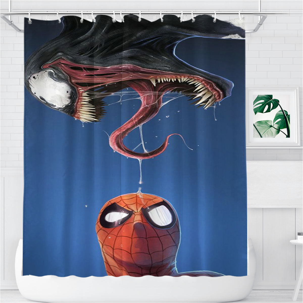 Spiderman Spit Tongue Venom Bathroom Shower Curtain Fabric Waterproof | 66 X 72 Inch