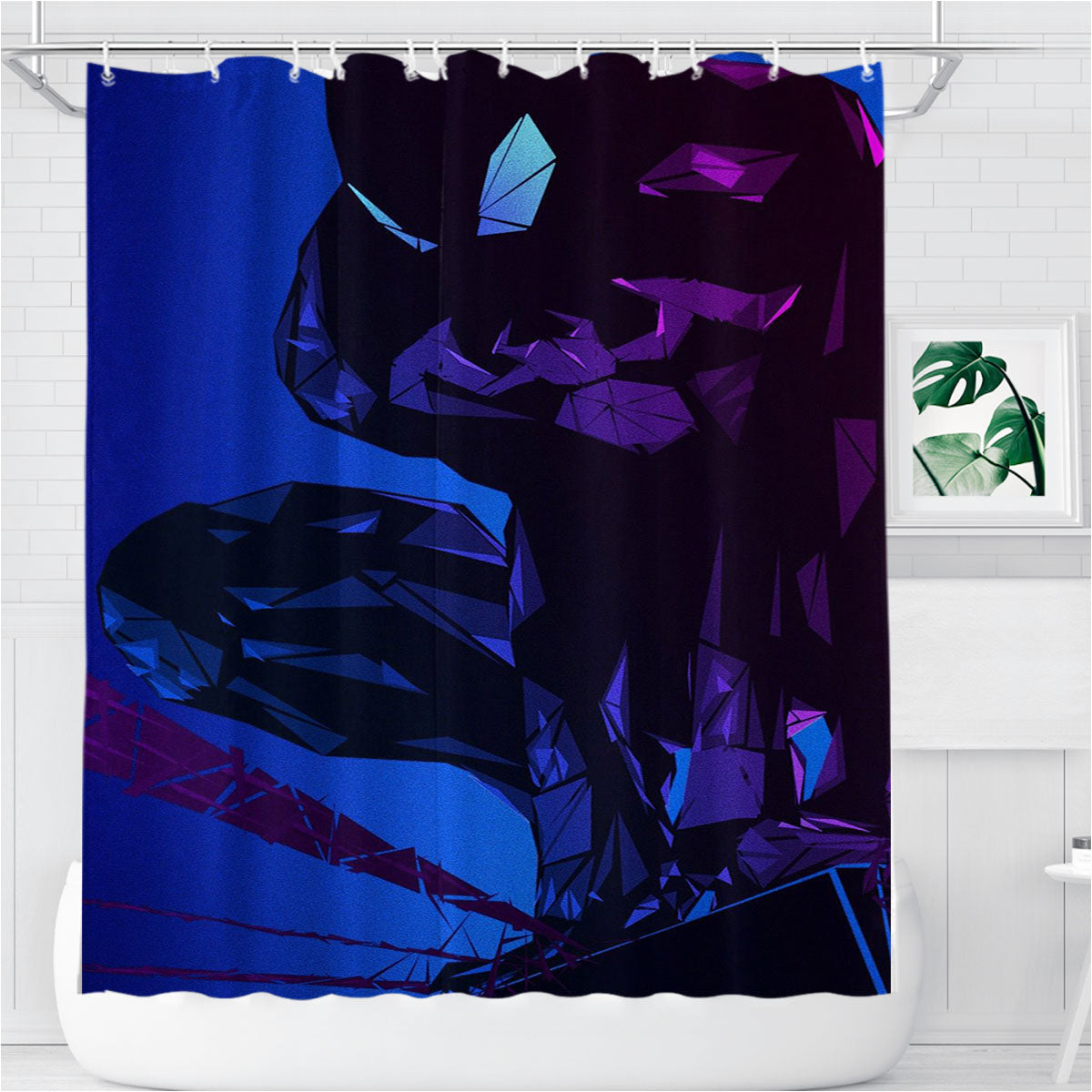 Spiderman Vector Bathroom Shower Curtain Fabric Waterproof | 66 X 72 Inch