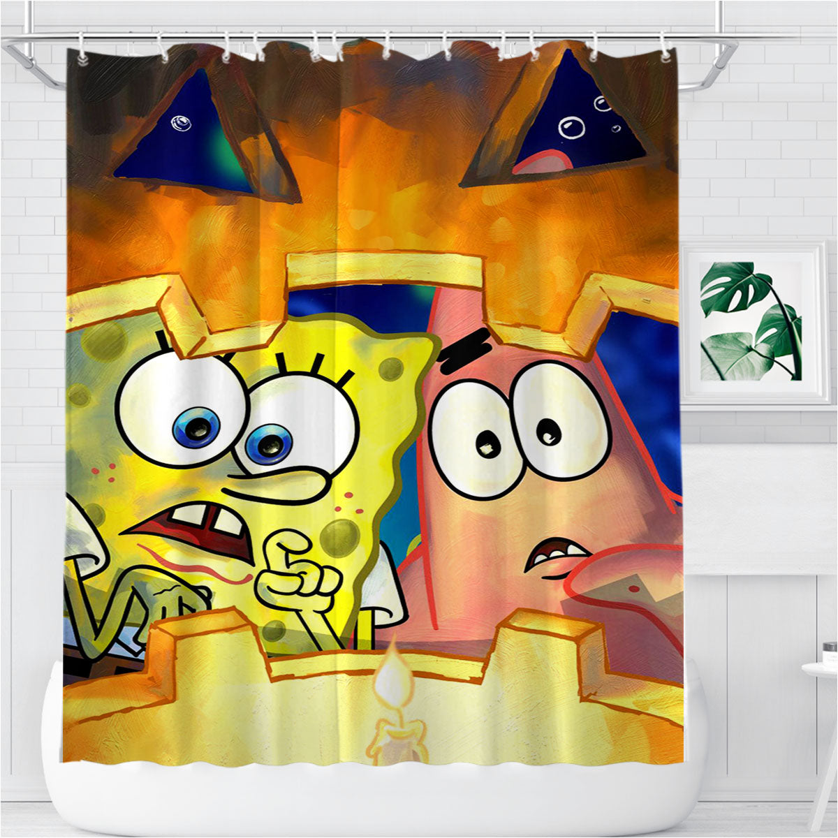 Spongebob Halloween Bathroom Shower Curtain Fabric Waterproof | 66 X 72 Inch