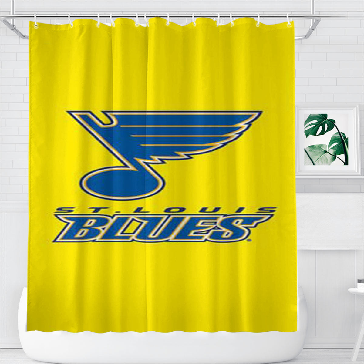 St Louis Blues Yellow Bathroom Shower Curtain Fabric Waterproof | 66 X 72 Inch
