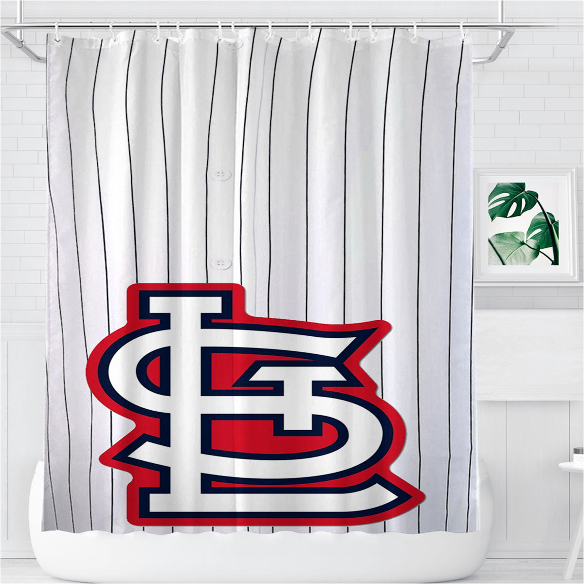 St Louis Cardinals Jersey White Bathroom Shower Curtain Fabric Waterproof | 66 X 72 Inch