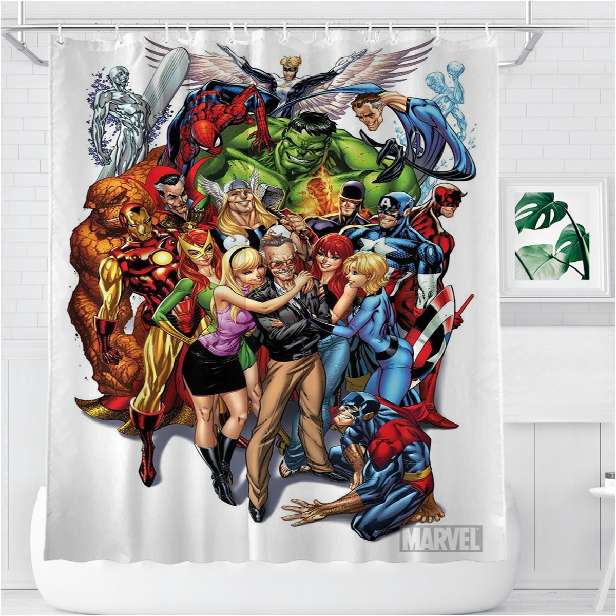 Stan Lee And Company Marvel Super Hero Bathroom Shower Curtain Fabric Waterproof | 66 X 72 Inch