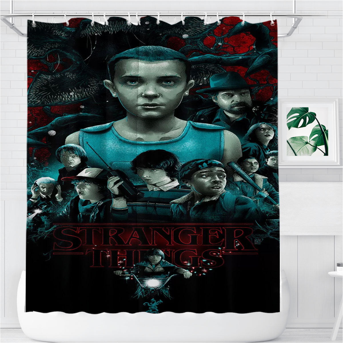 Stanger Things Art Character Poster Bathroom Shower Curtain Fabric Waterproof | 66 X 72 Inch