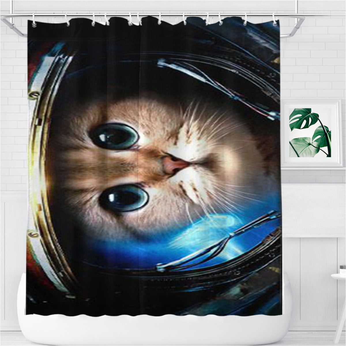Star Craft Cat Bathroom Shower Curtain Fabric Waterproof | 66 X 72 Inch