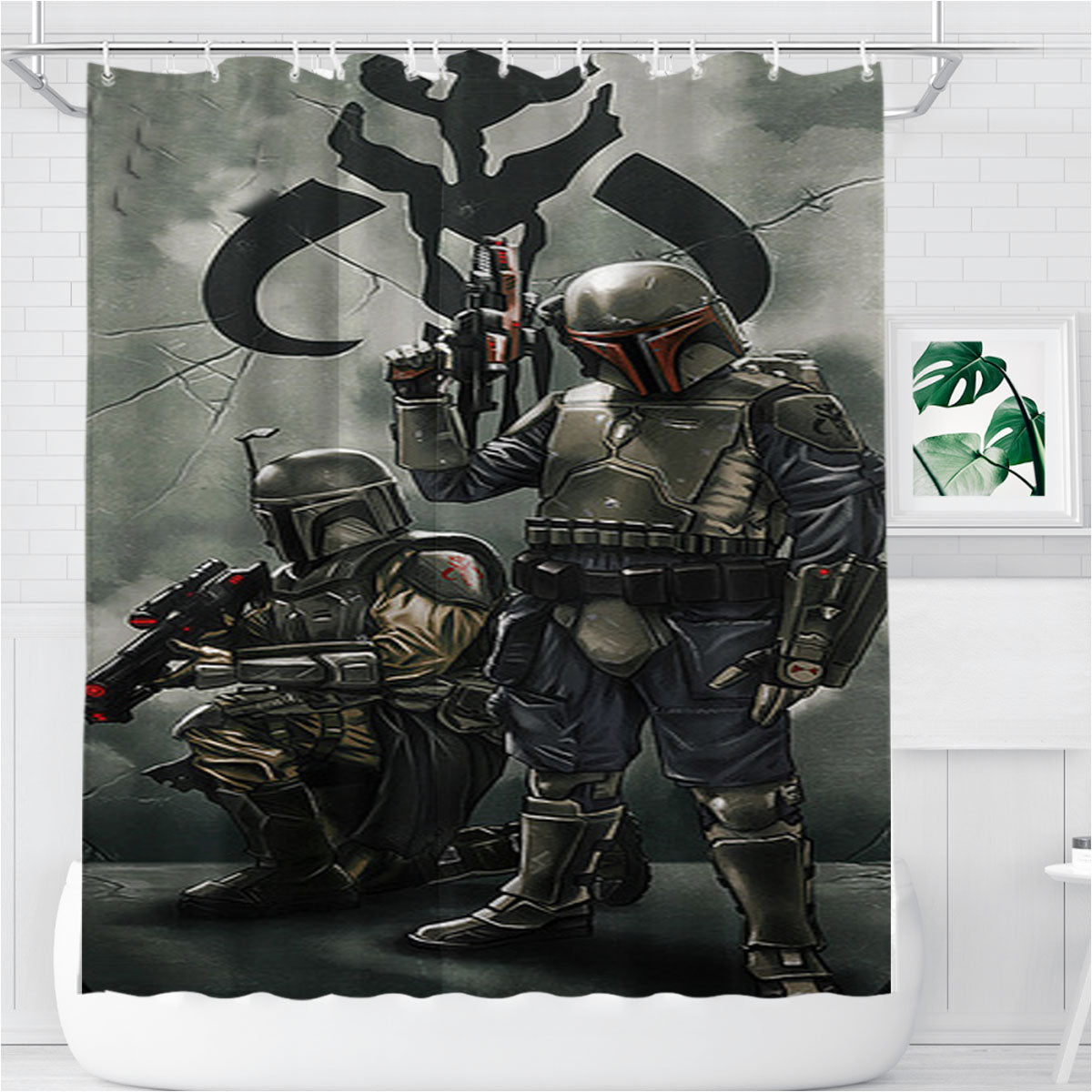 Star Wars Boba Fett Mandalorian Art Bathroom Shower Curtain Fabric Waterproof | 66 X 72 Inch
