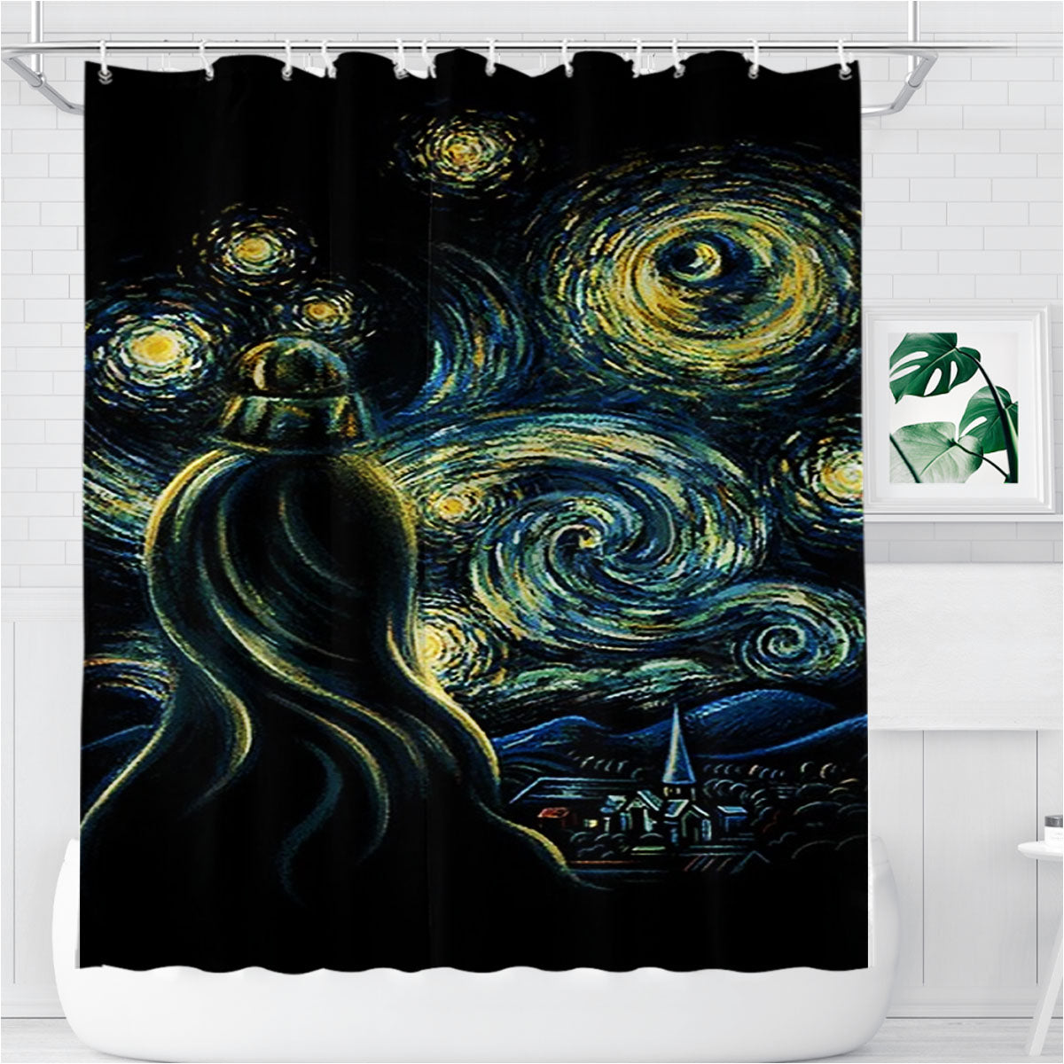 Star Wars Darth Vader Van Gogh Bathroom Shower Curtain Fabric Waterproof | 66 X 72 Inch