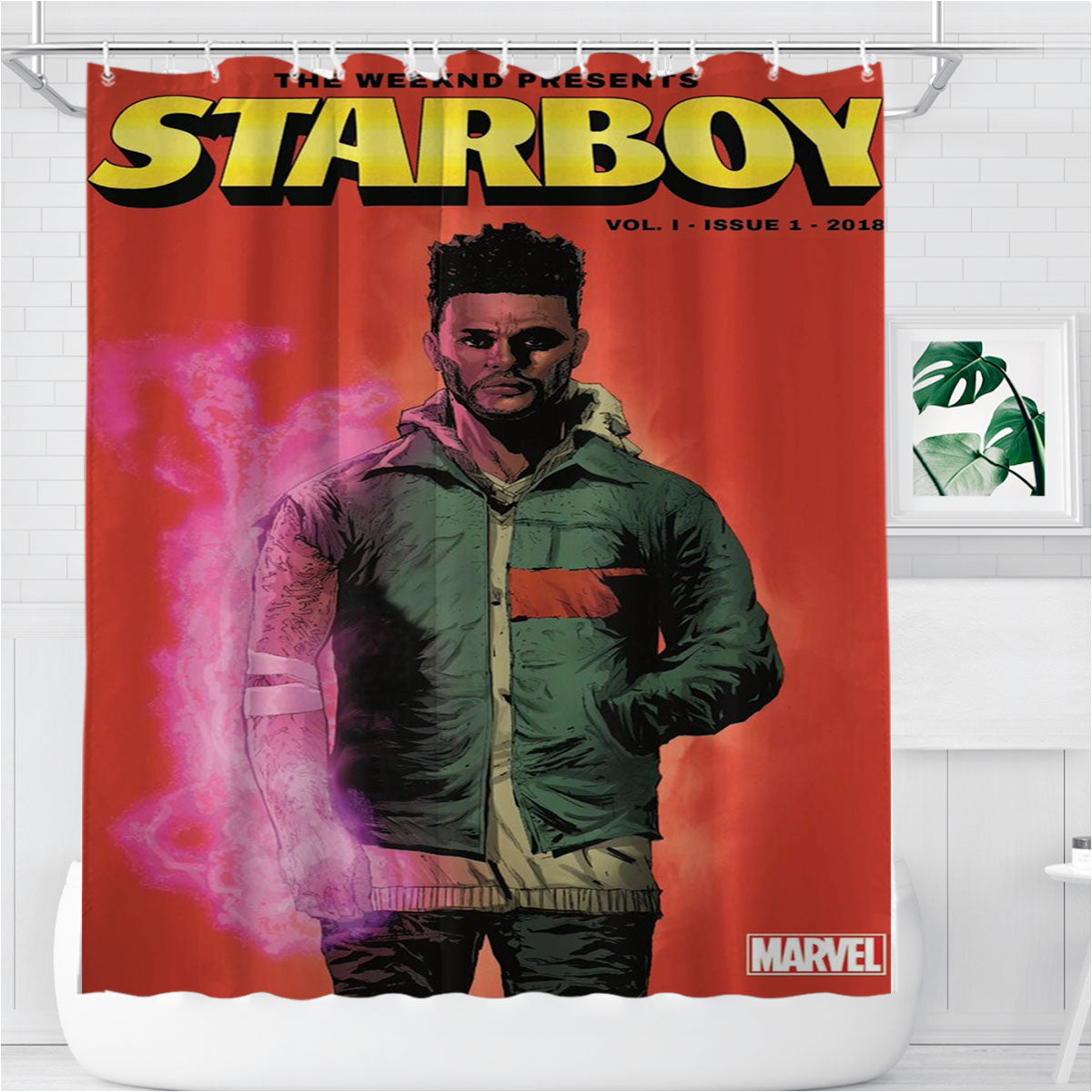 Starboy Marvel Poster Bathroom Shower Curtain Fabric Waterproof | 66 X 72 Inch