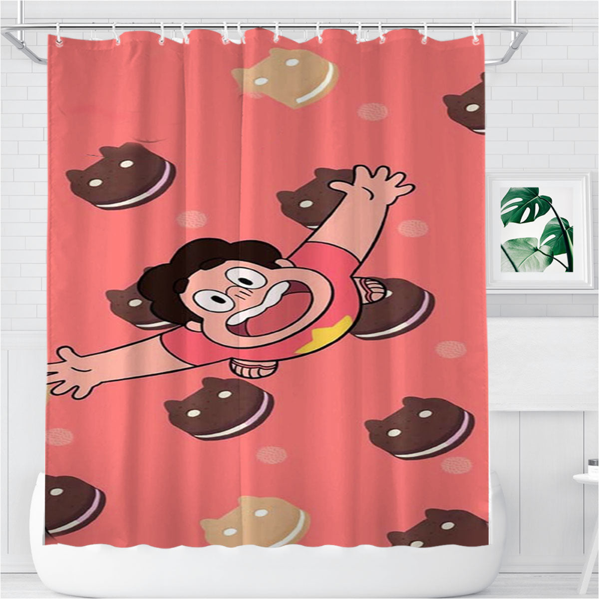 Steven Universe Cookie Cat Bathroom Shower Curtain Fabric Waterproof | 66 X 72 Inch
